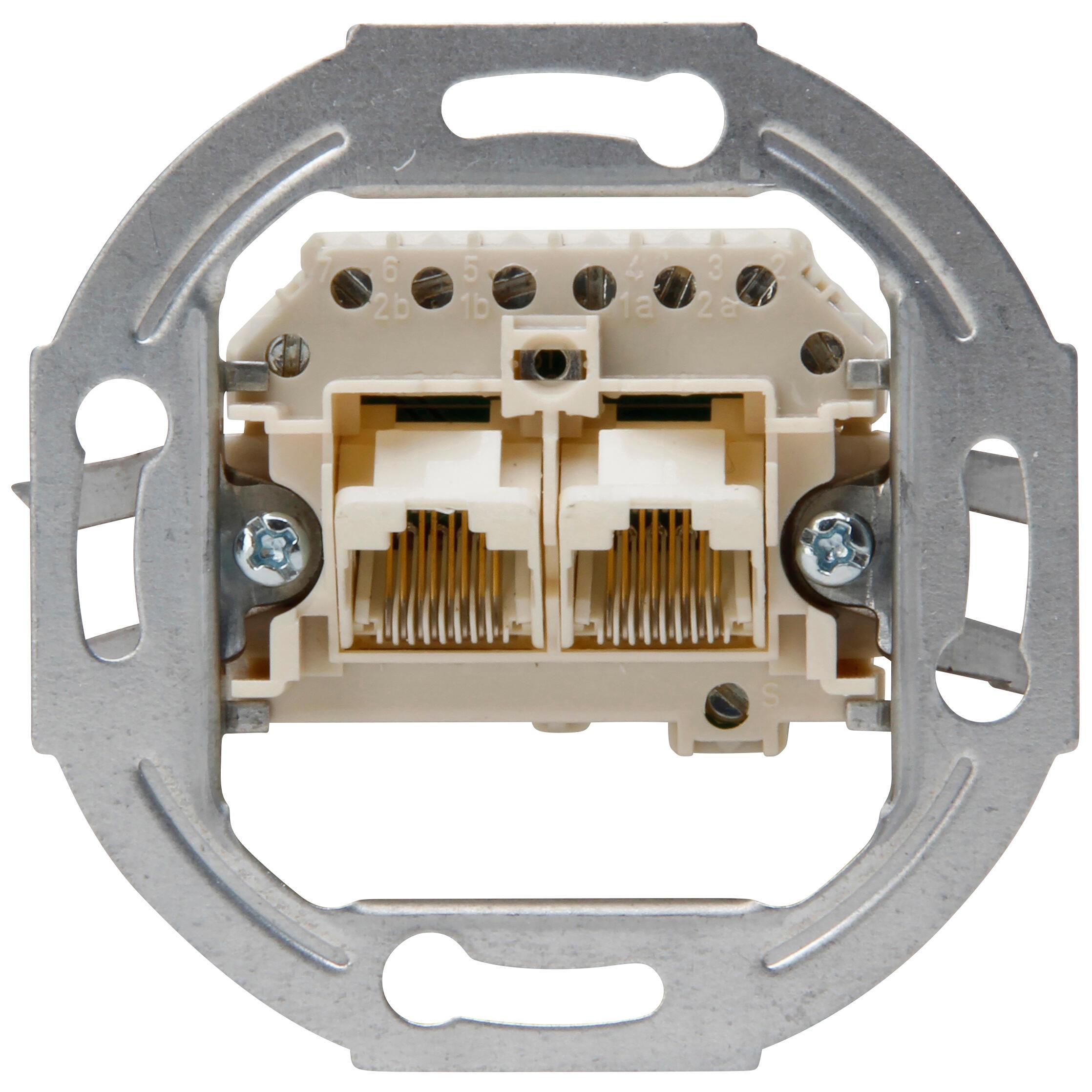 UAE-Anschlussdose CAT3 Sockel, für Telefon- und Datentechnik, Unterputz, RJ11/12, RJ45, 2 parallele Steckanschlüsse
