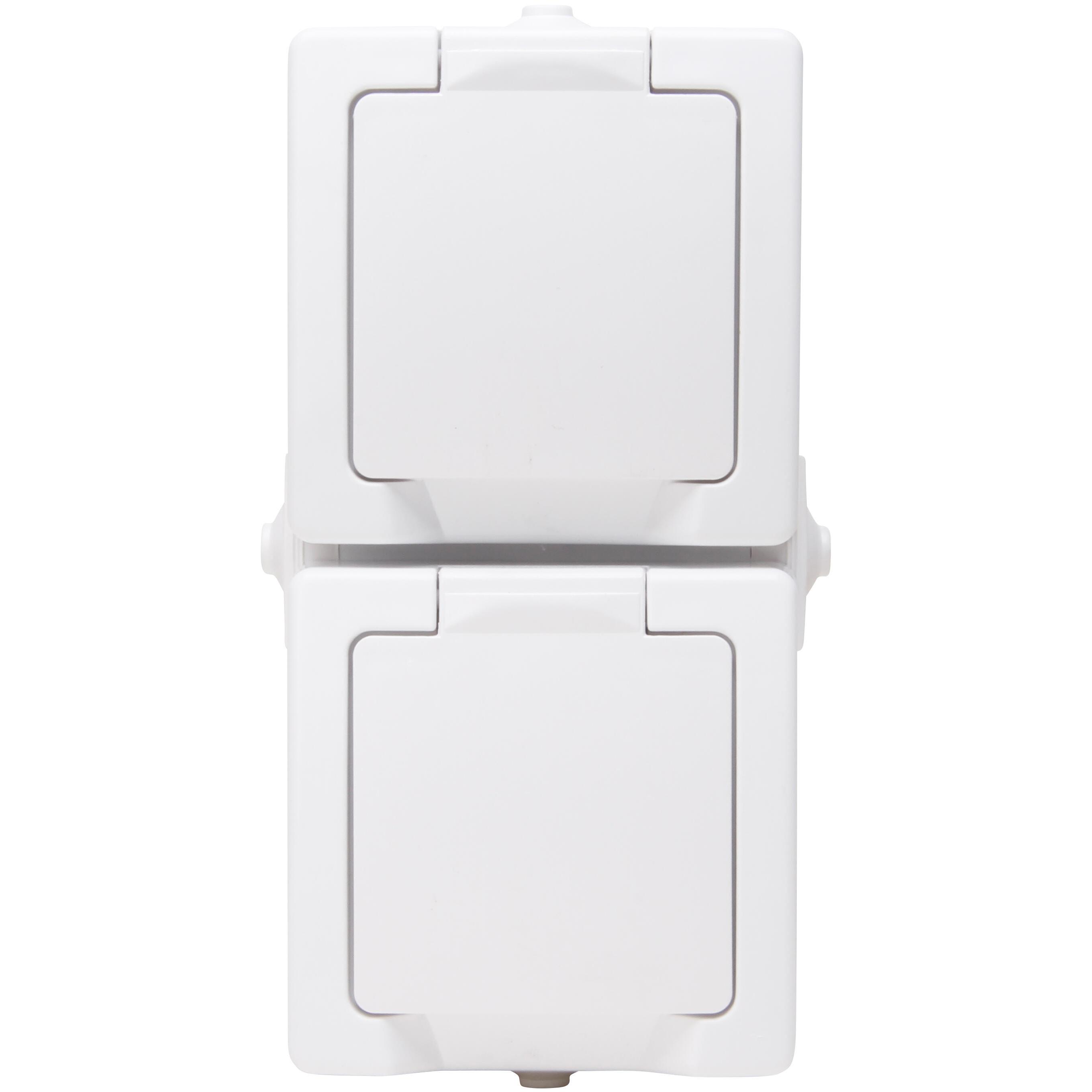 NAUTIC - Schutzkontakt-Steckdose, 2-fach, Klappdeckel, erhöhter Berührungsschutz, senkrecht, Farbe: arktisweiß – Bild 2