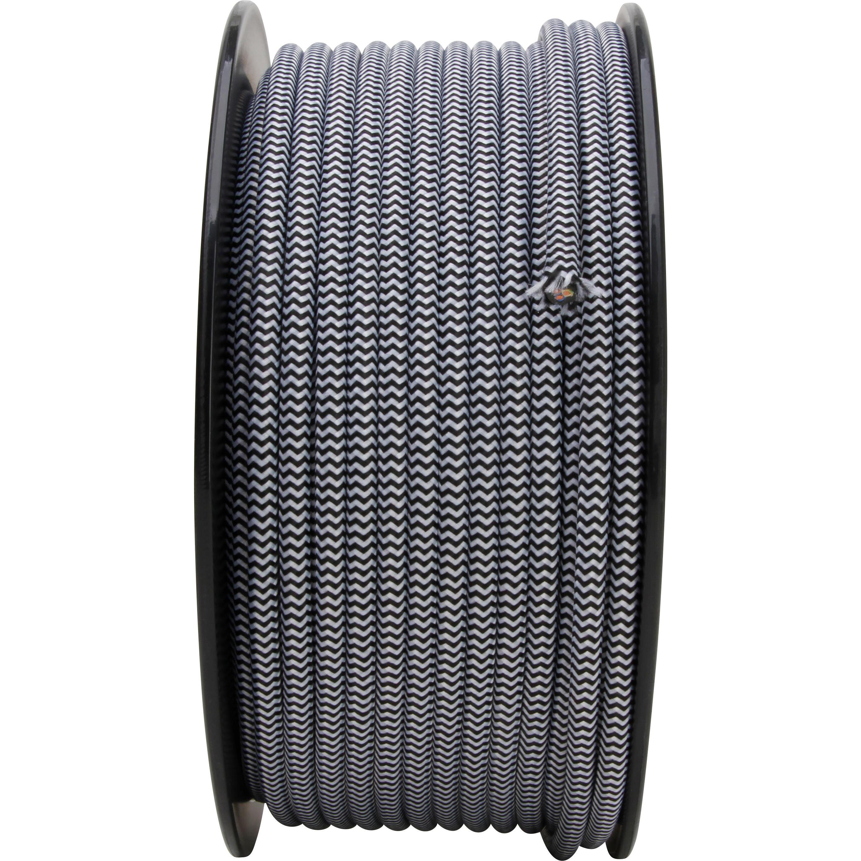Textilleitung H05V-K 3×0,75mm², 50m-Spule, gestreift, Farbe: schwarz-weiß – Bild 3