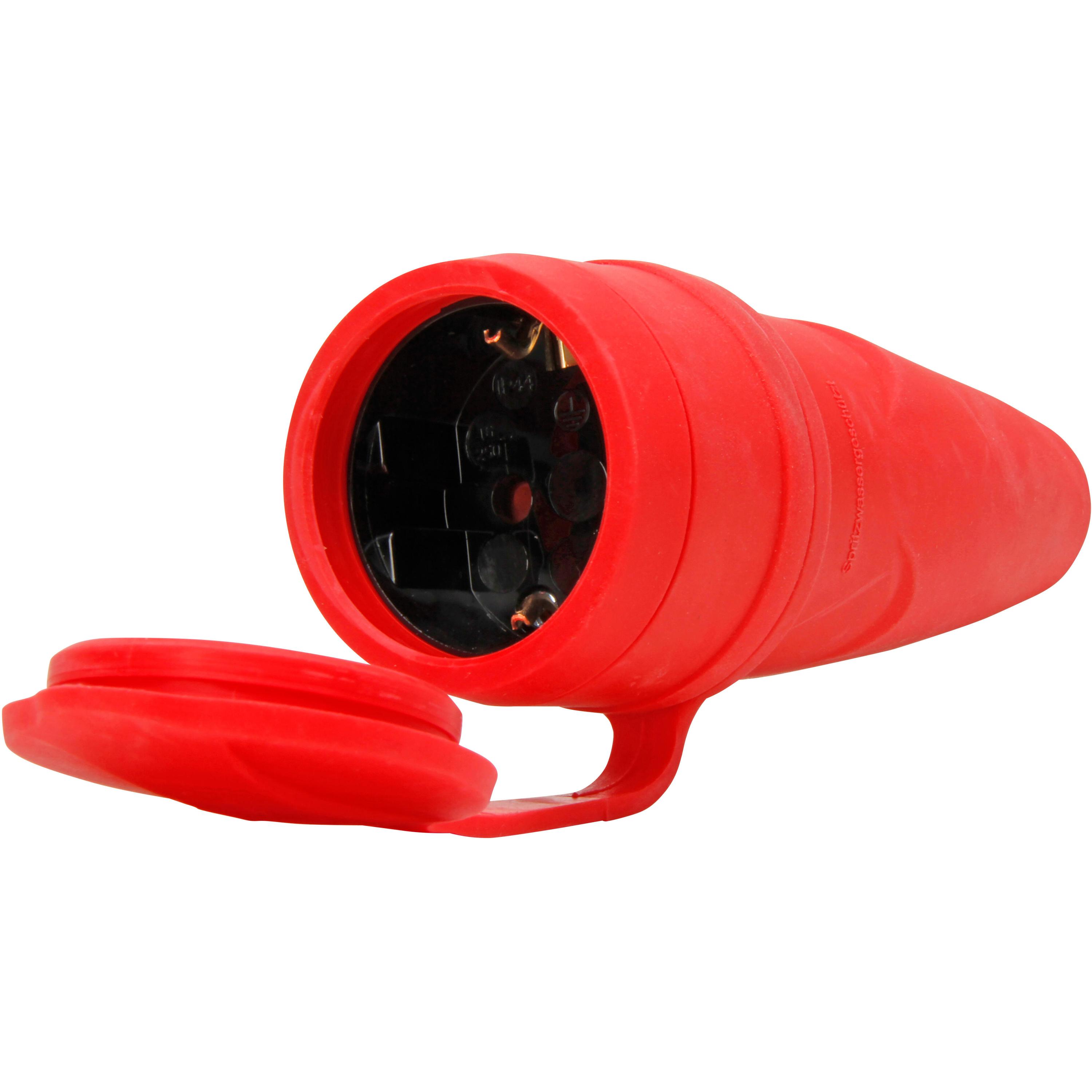 Gummikupplung mit Deckel, für Kabelquerschnitt bis 3x1,5mm², 16A, 50V~, Schutzart IP44, Farbe: rot