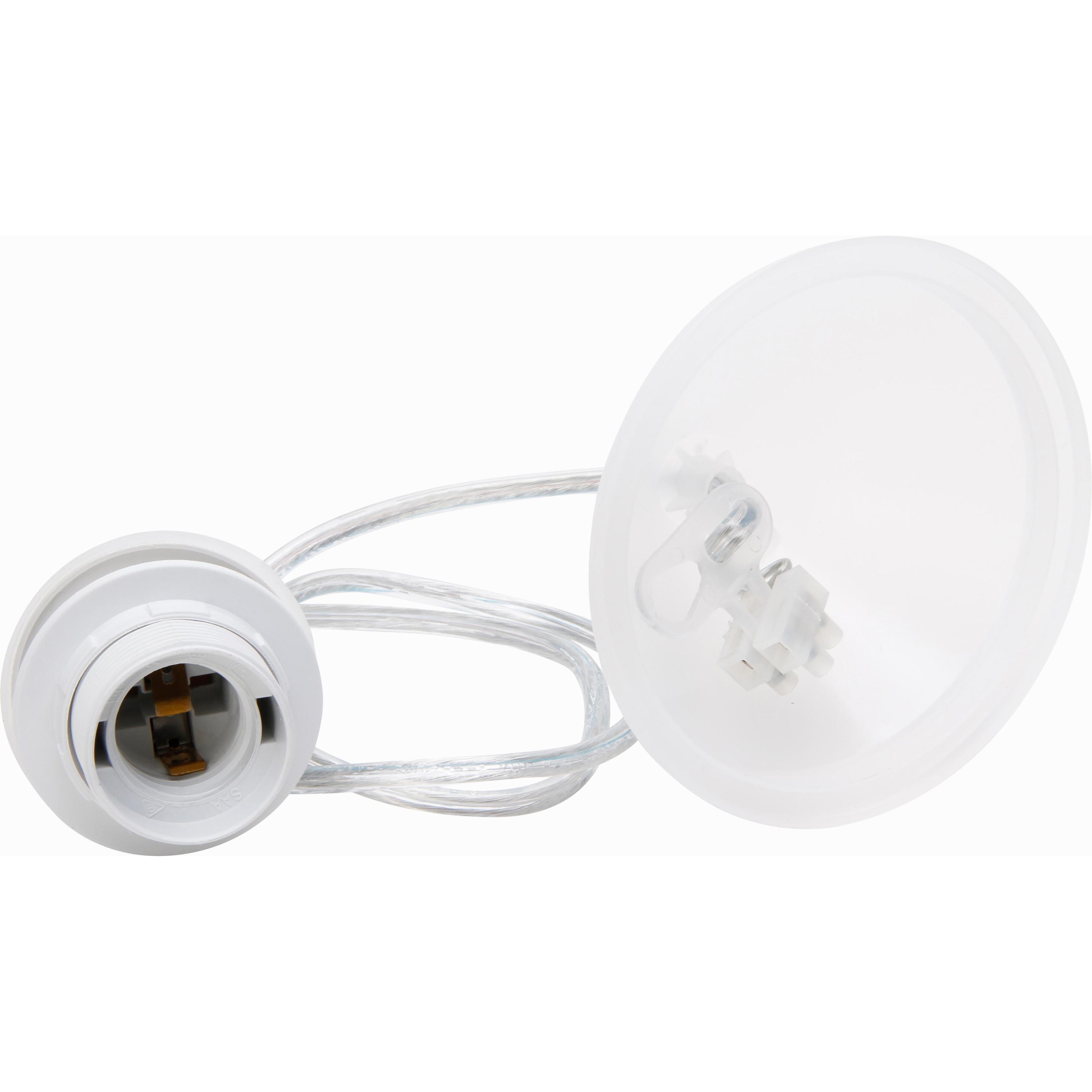 Schnurpendel für Lampenschirm, E27, mit Ø11cm-Deckenbaldachin, Farbe: transparent