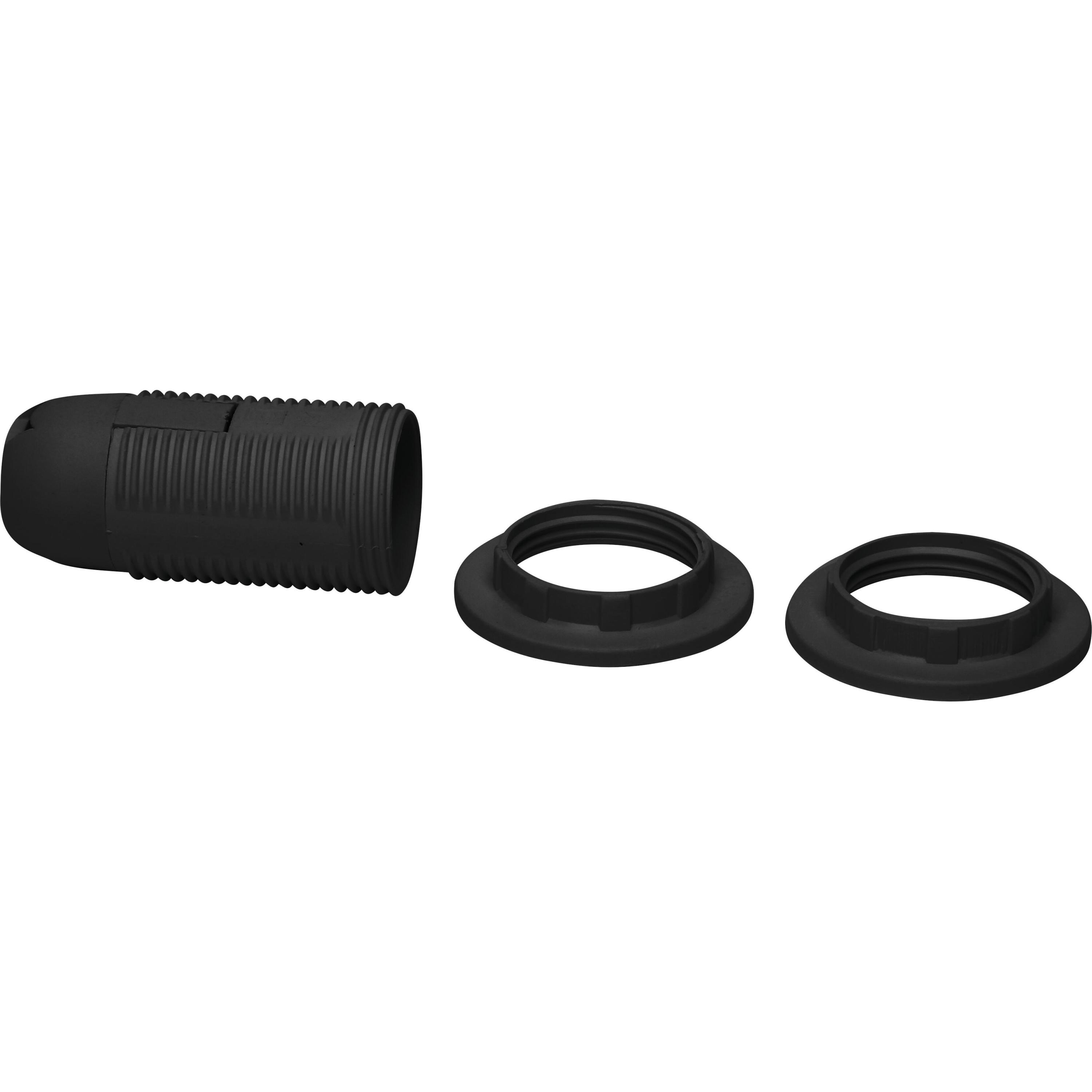 Isolierstoff-Fassung, E14, mit 2 Trägerringen, schwarz
