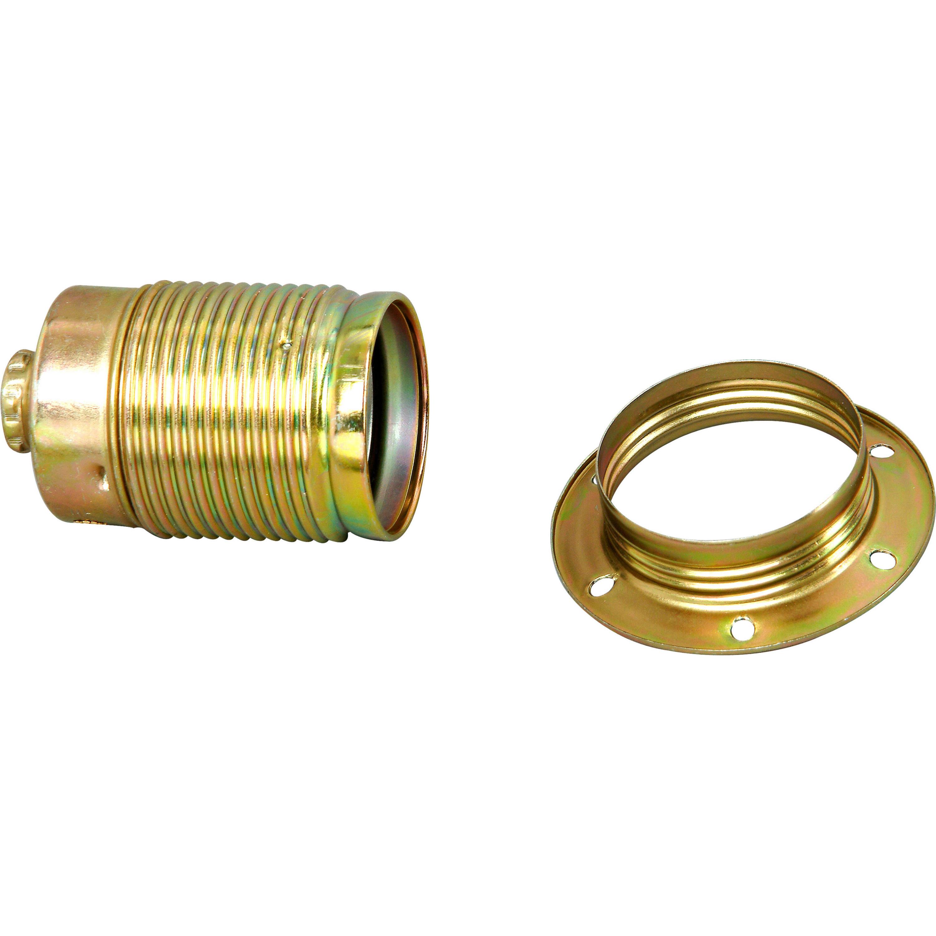 Metall-Fassung, E27, mit Trägerring, Farbe: messing