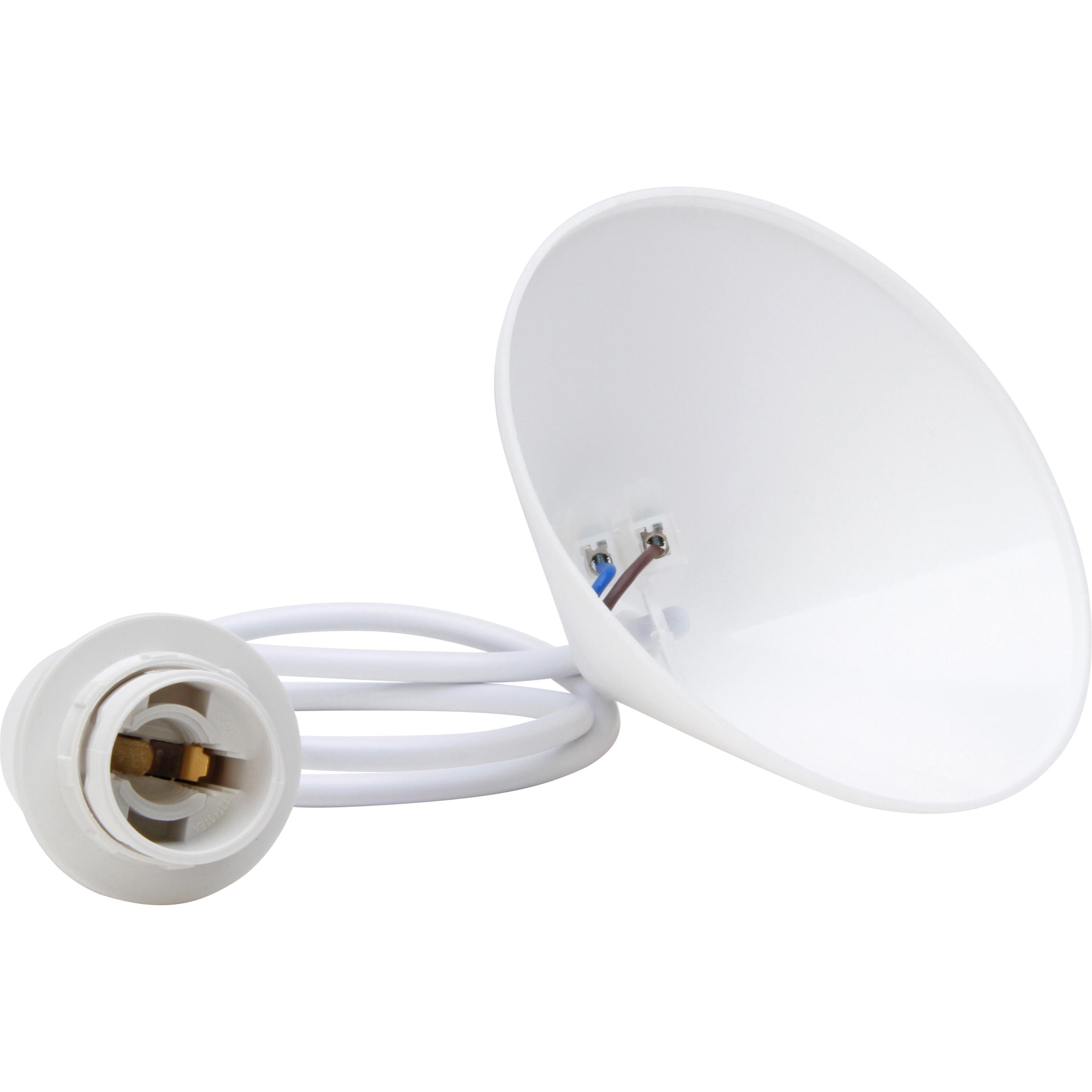 Schnurpendel für Lampenschirme, E14, mit Ø11cm-Deckenbaldachin, Farbe: weiß