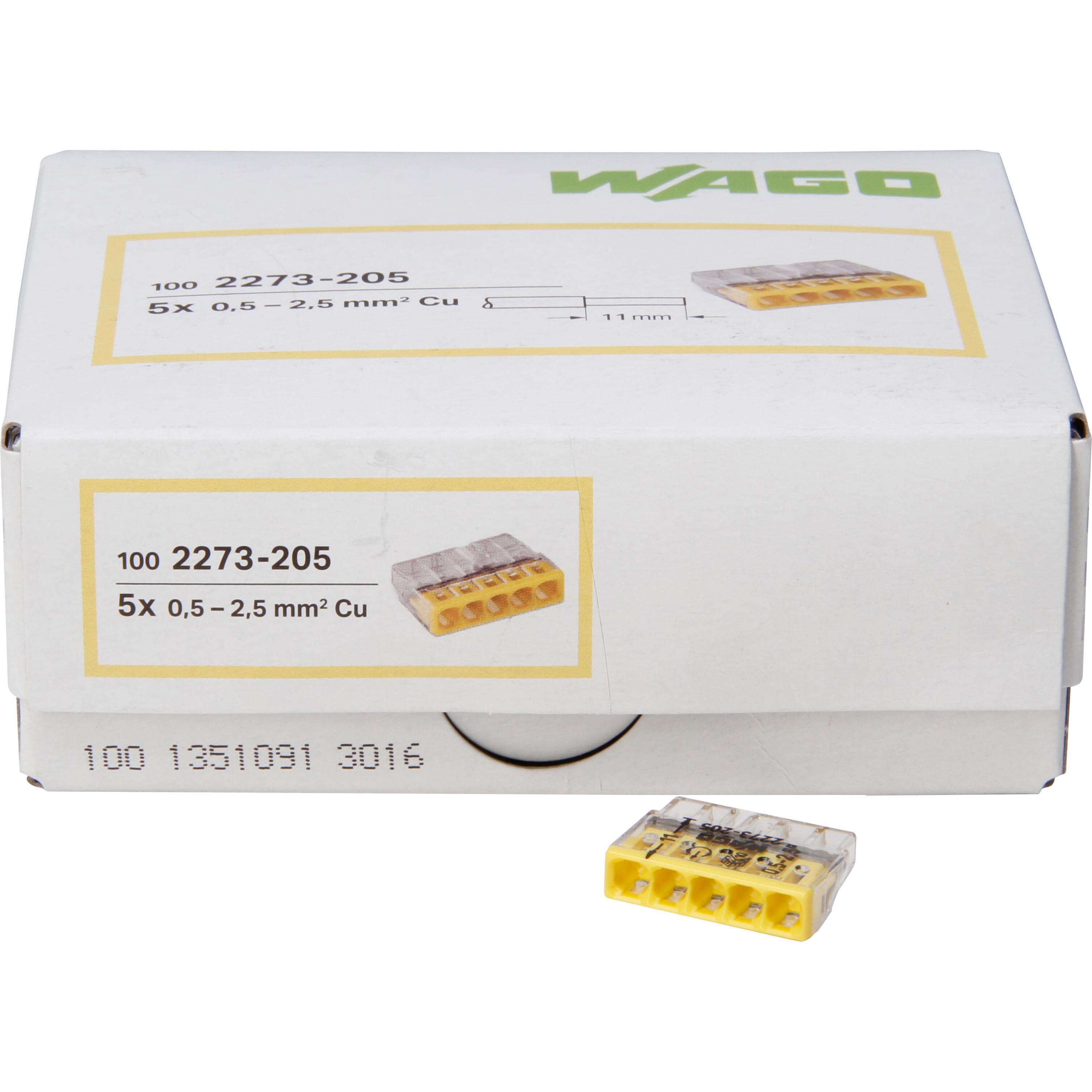 WAGO COMPACT-Verbindungsdosenklemme, max. 2,5mm², 5 Leiter, Profi-Pack: 100 Stück