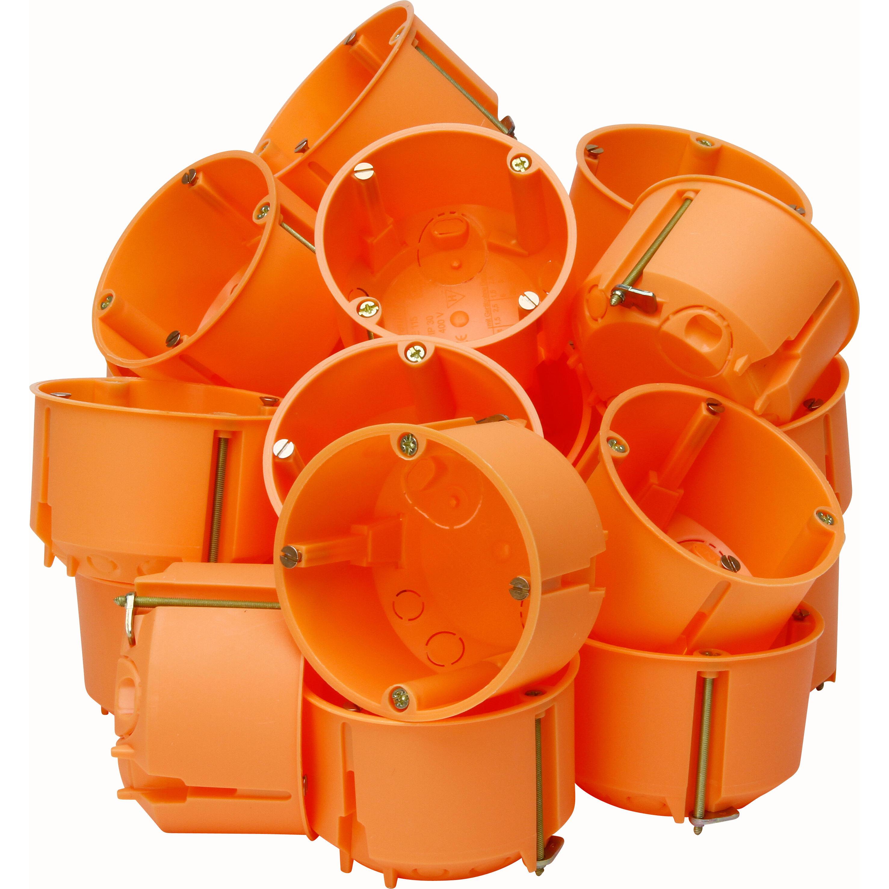 Hohlwandschalterdose, Durchmesser: 68mm, Dosentiefe: 47mm, orange, IP30, Profi-Pack: 25 Stück