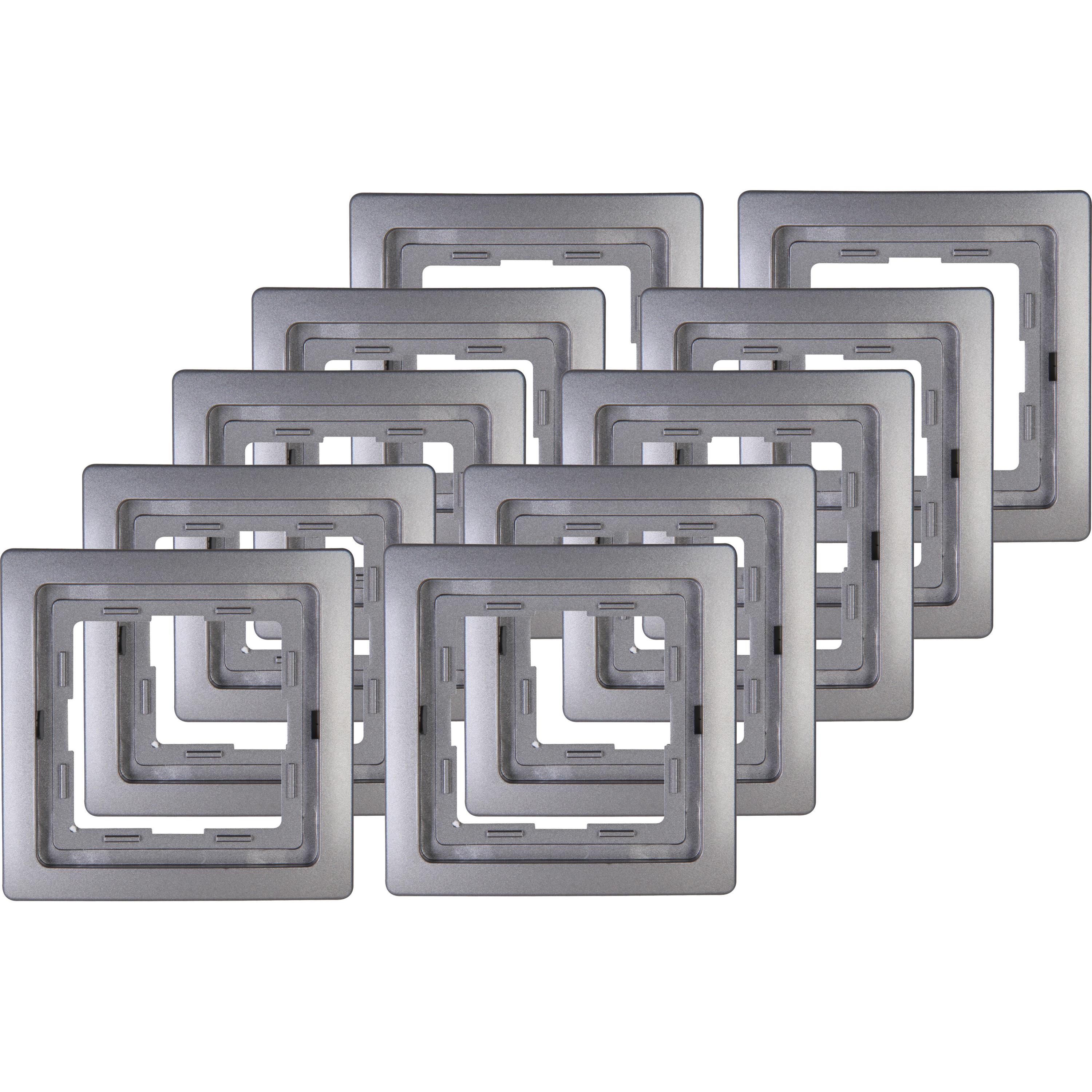 VENEDIG - Profi-Pack: 10x Abdeckrahmen, 1-fach, Farbe: platin