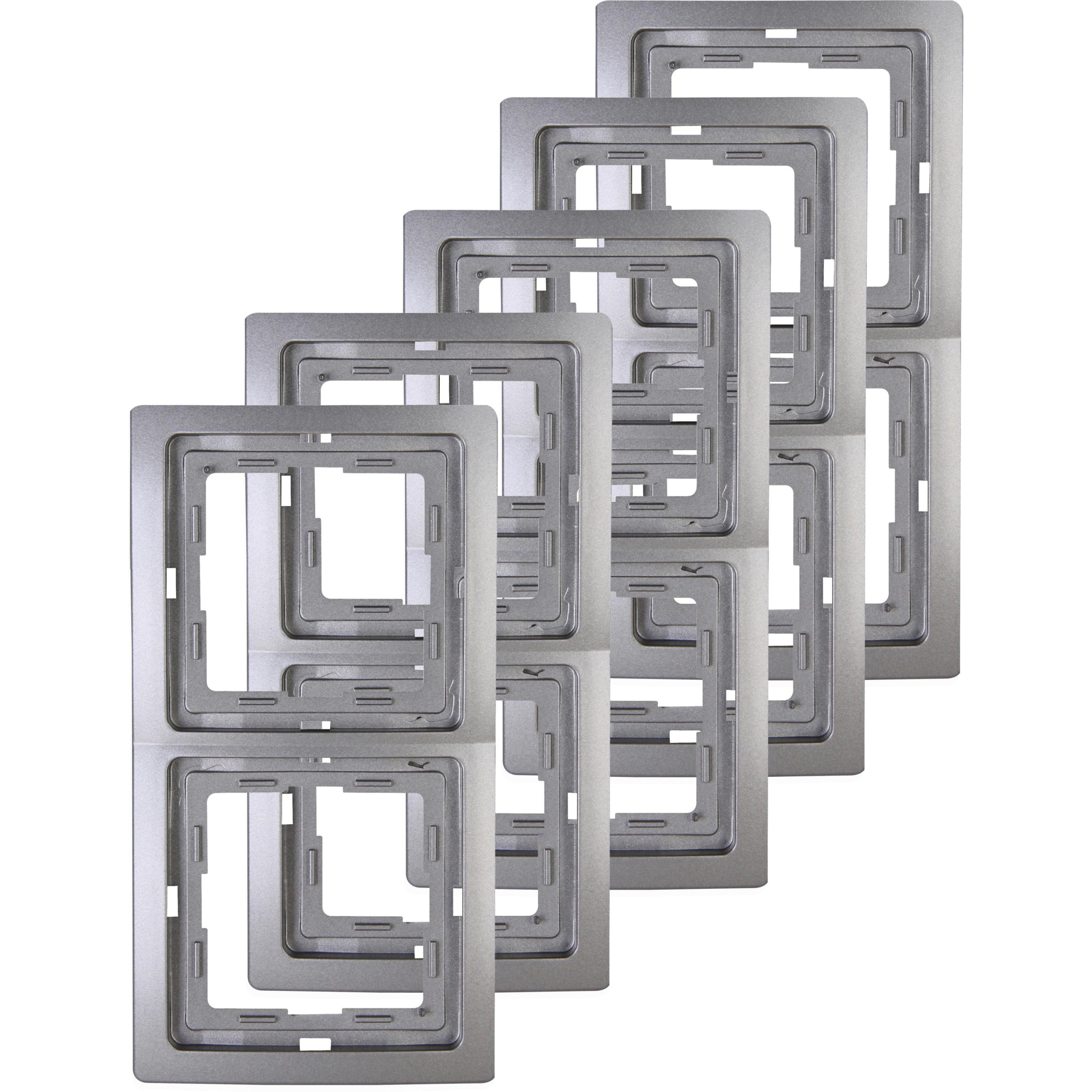 VENEDIG - Profi-Pack: 5x Abdeckrahmen, 2-fach, Farbe: platin