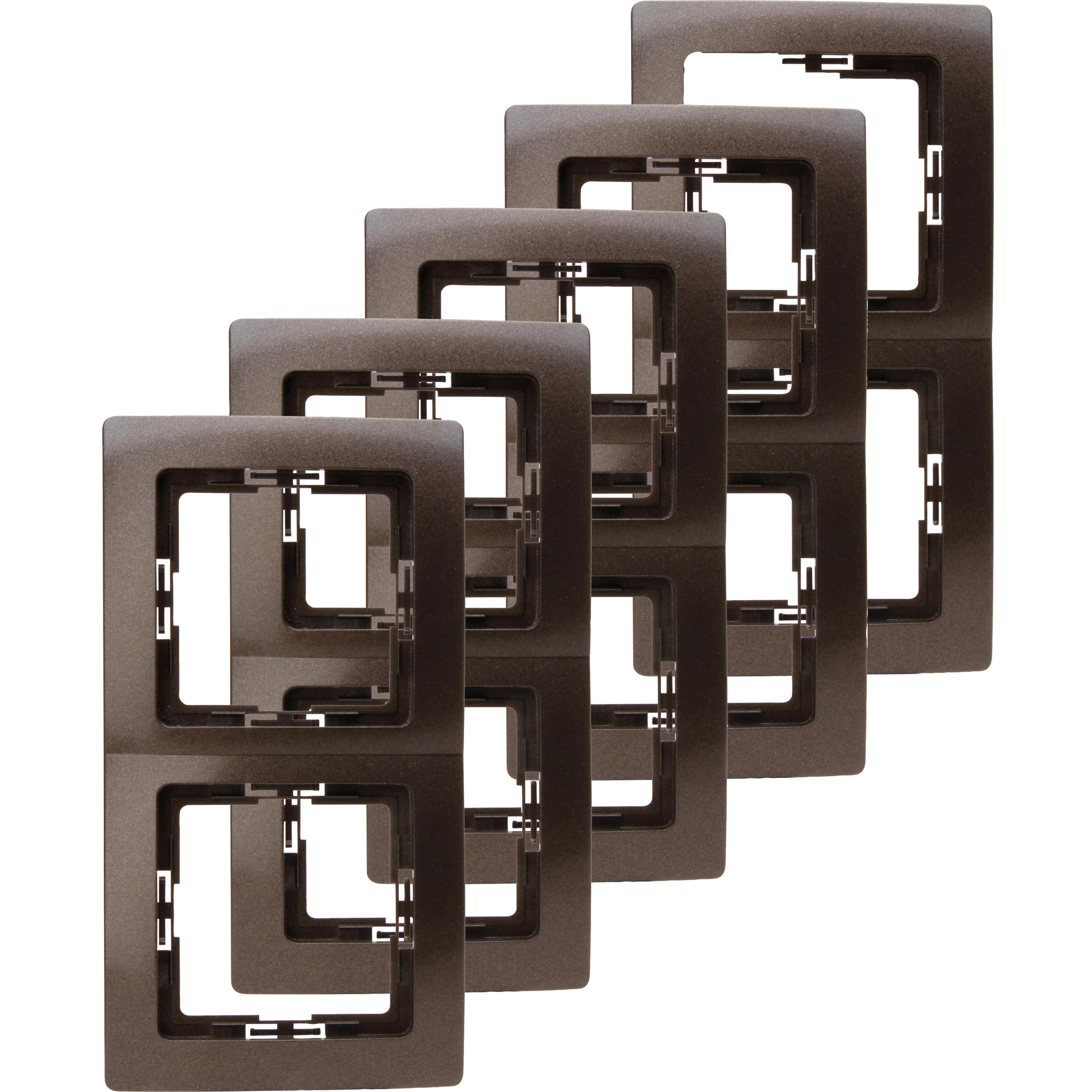 PARIS - Profi-Pack: 5x Abdeckrahmen, 2-fach, Farbe: palisander