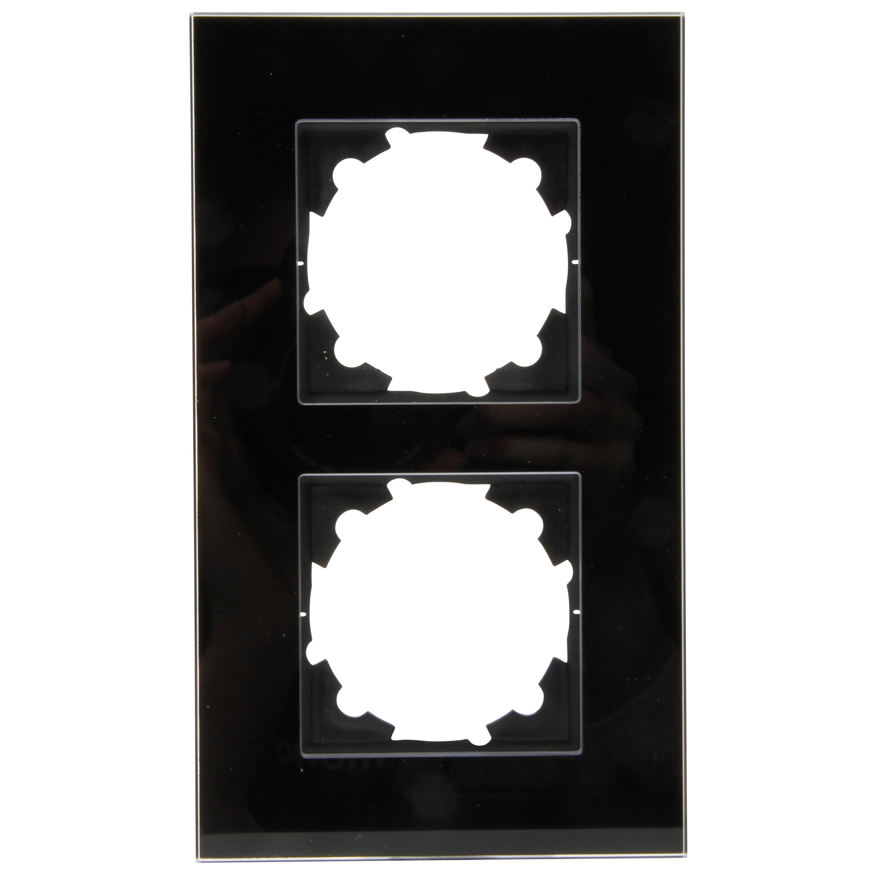 HK07 - Glas-Abdeckrahmen, 2-fach, Farbe: schwarz