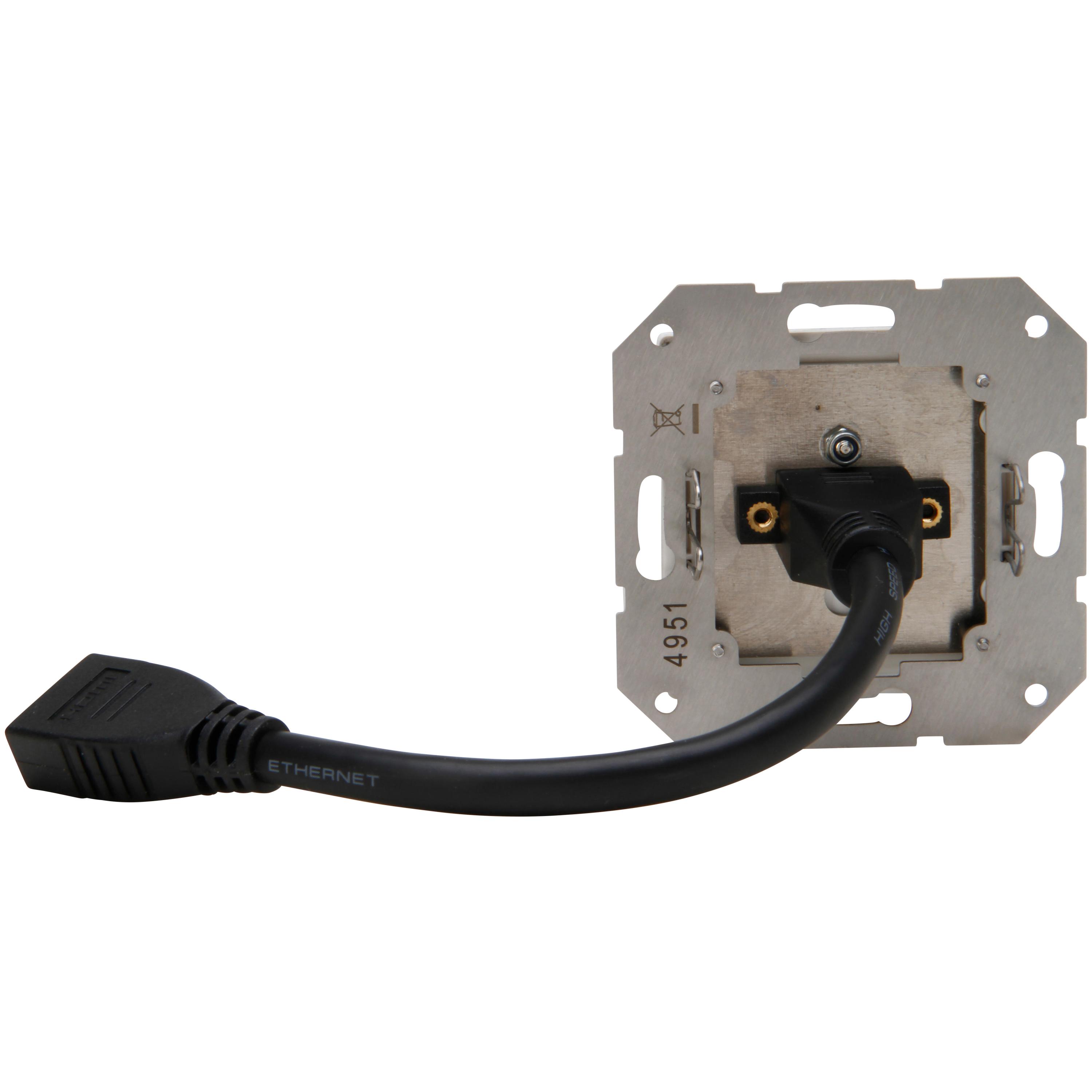 HDMI-Anschlussdose mit Kabelpeitsche 0,2m, Farbe: arktisweiß – Bild 3
