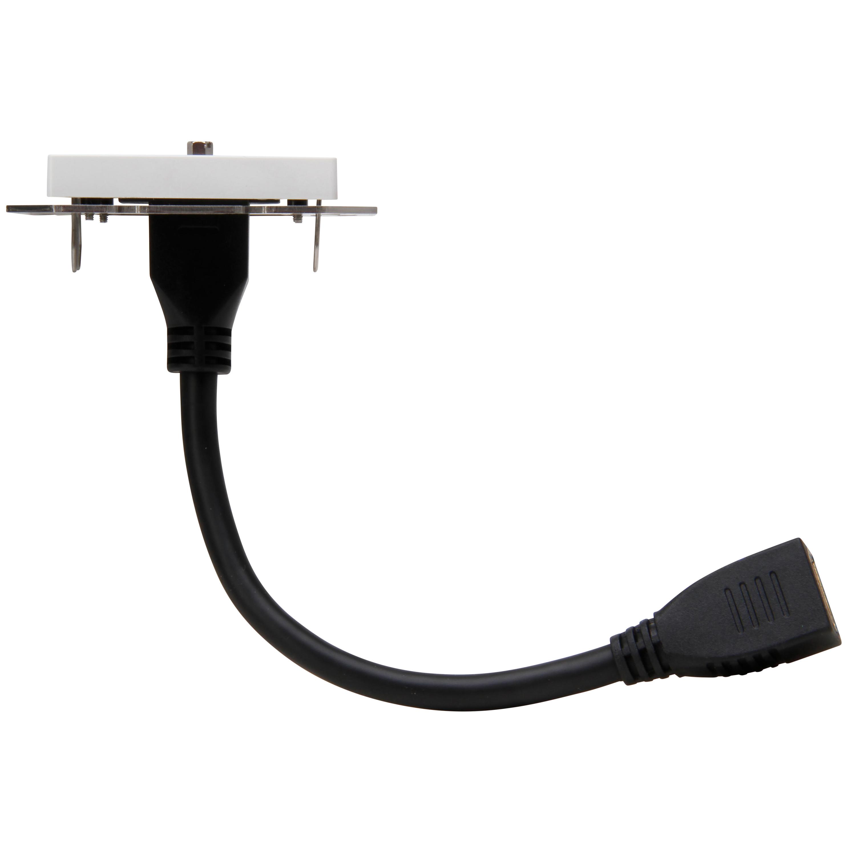 HDMI-Anschlussdose mit Kabelpeitsche 0,2m, Farbe: arktisweiß matt – Bild 5