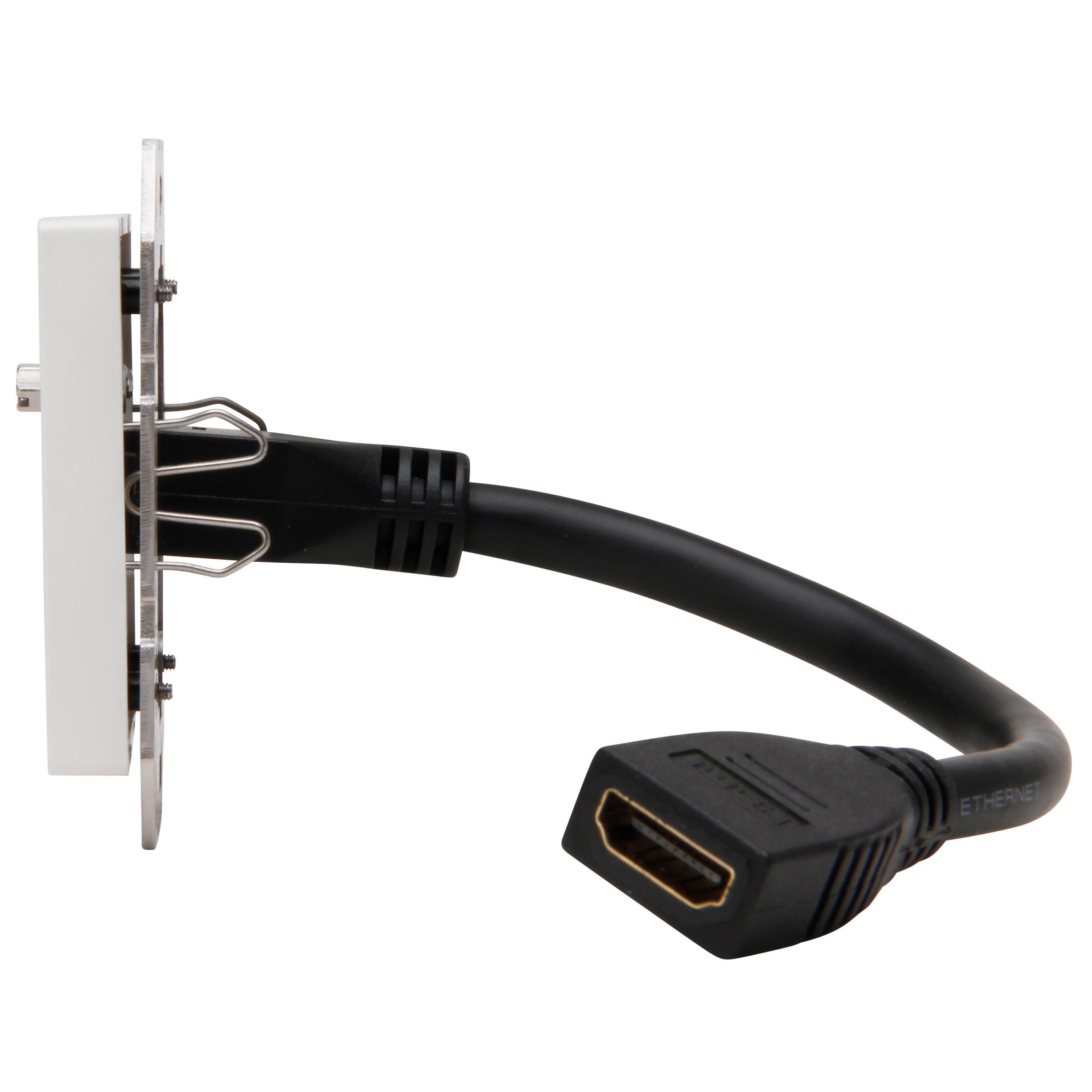 HDMI-Anschlussdose mit Kabelpeitsche 0,2m, Farbe: arktisweiß matt – Bild 6