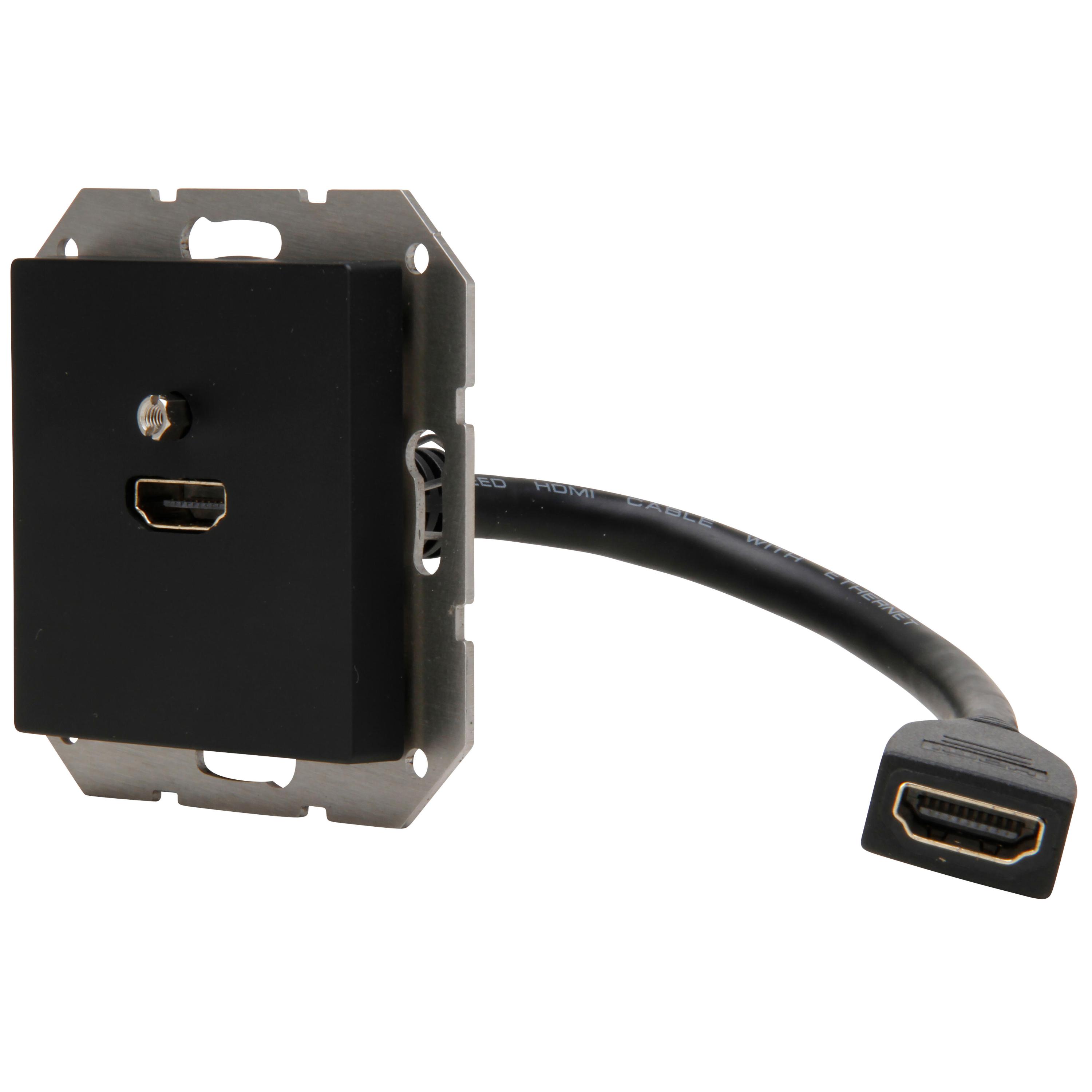 HDMI-Anschlussdose mit Kabelpeitsche 0,2m, Farbe: schwarz matt – Bild 7