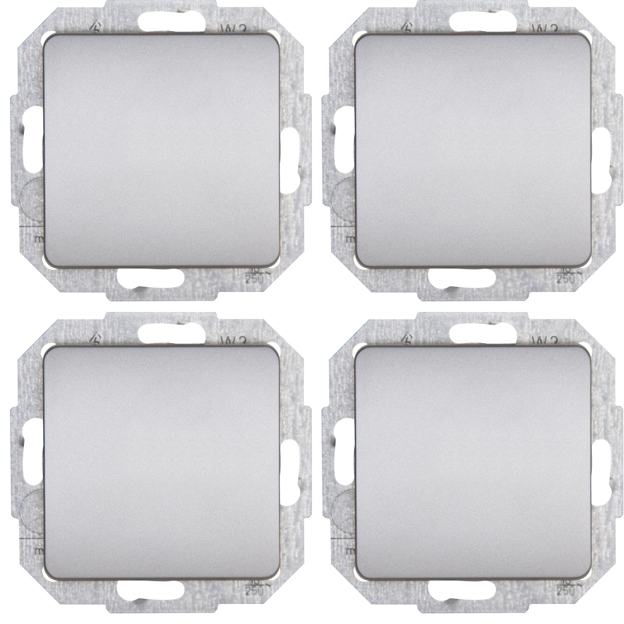 Milano - wisselschakelaar staal 4-pack