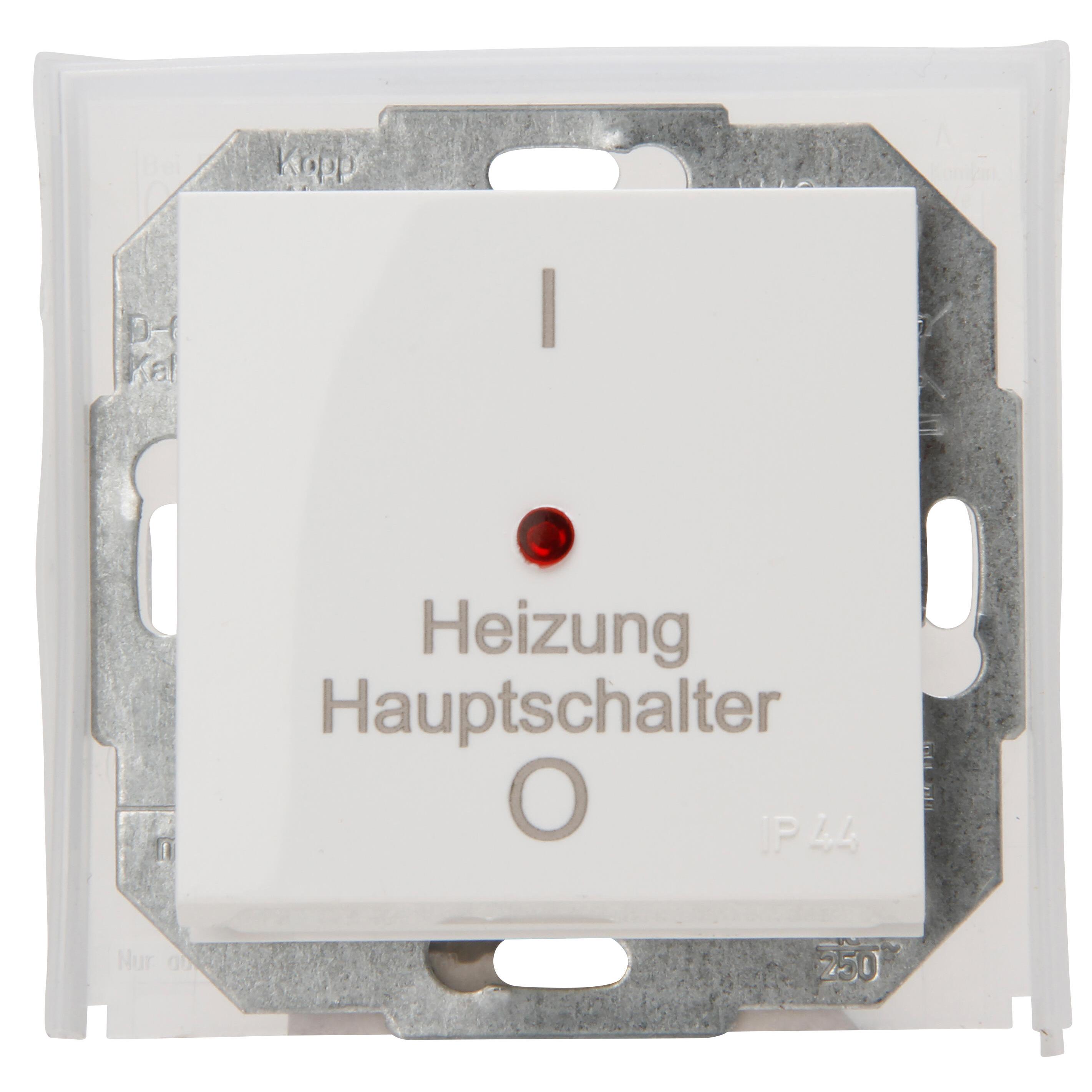 ATHENIS IP44 - Heizungshauptschalter, mit Aufdruck, Federplatte und Dichtungsring, Farbe: reinweiß