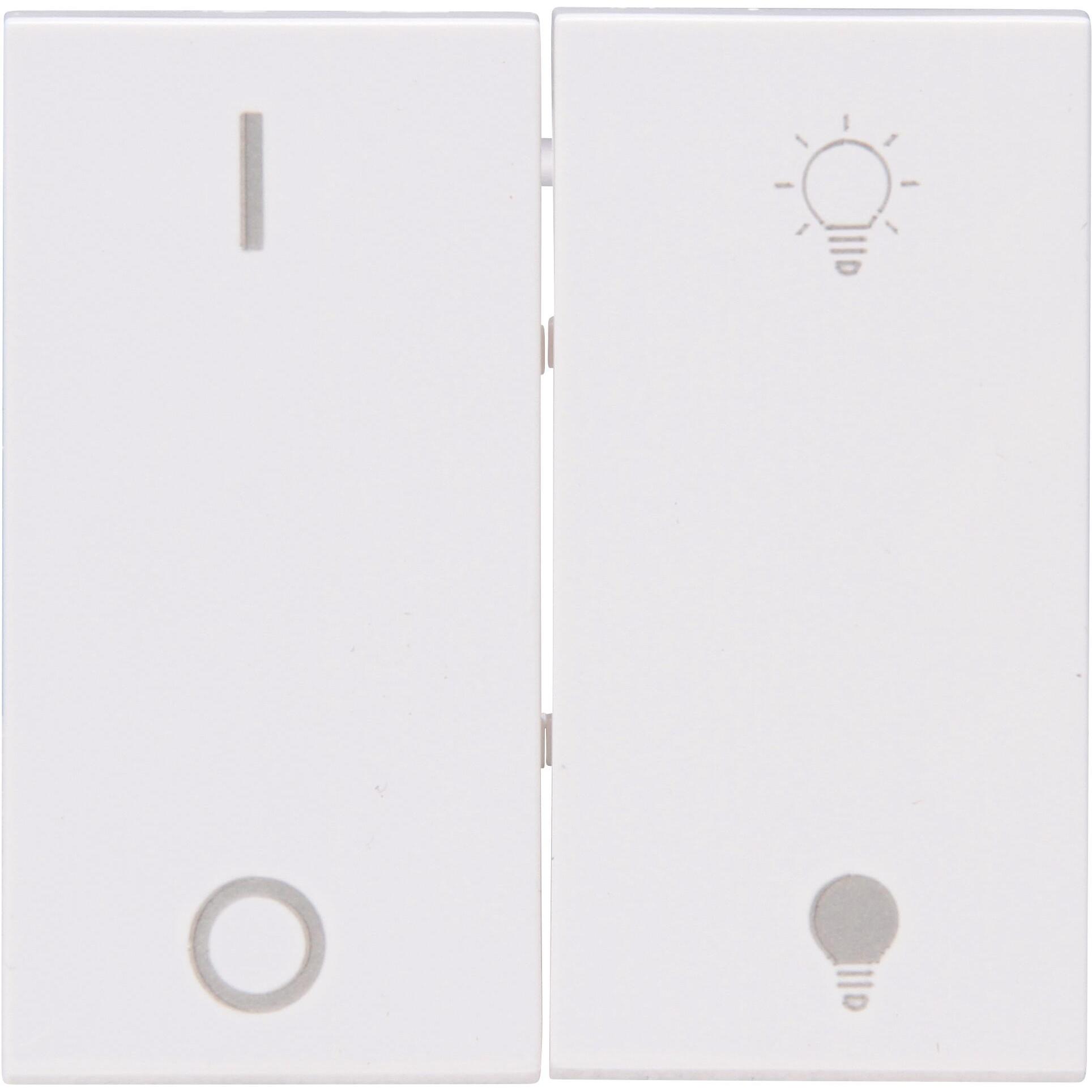 Blue-control - HK07 Flächendoppelwippe, mit Bedruckung für Dimmsteuerung, passend für den Hybrid-Smart-Switch, Farbe: reinweiß