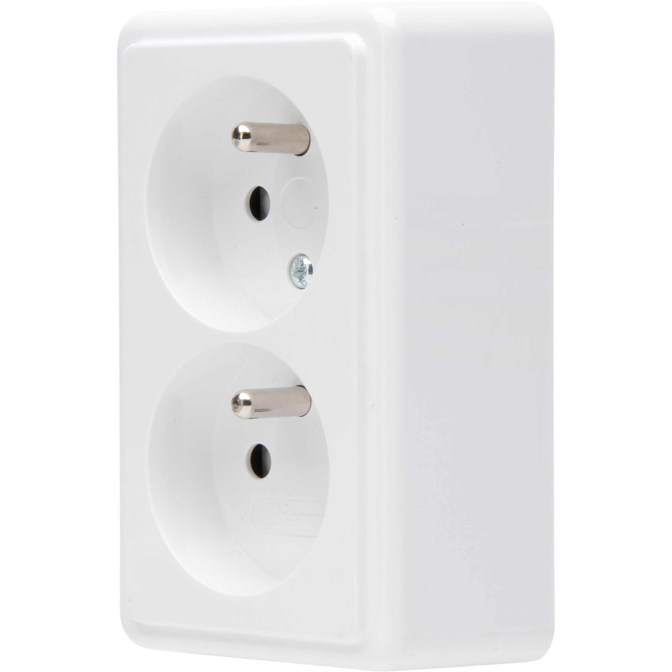 Surface-mounted STANDARD - Double earthed socket outlet with central earth contact, with shutter, color: arctic white - Image 7
