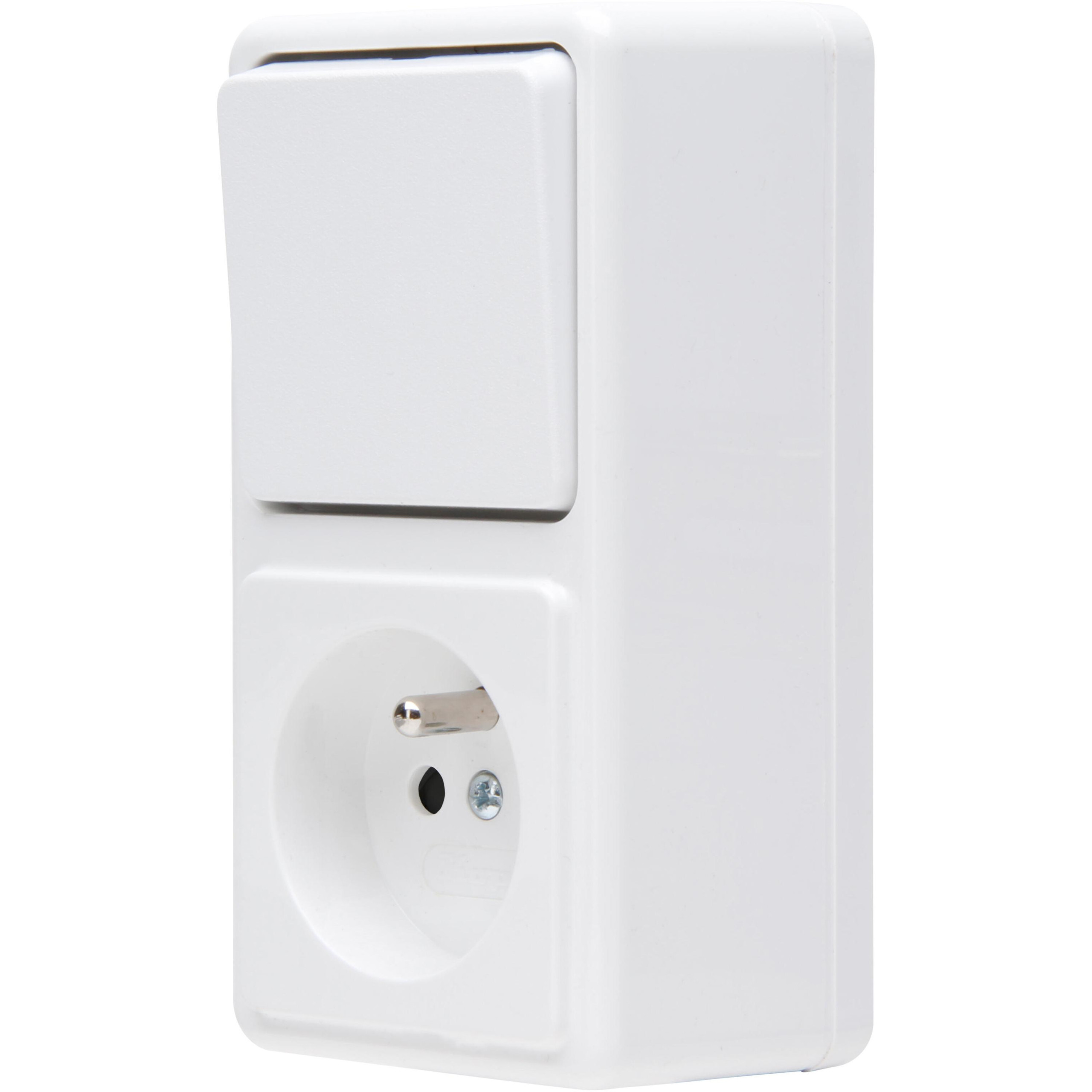 Surface-mounted STANDARD - Combination earthed socket outlet with central earth contact with universal switch, with shutter, color: arctic white - Image 7
