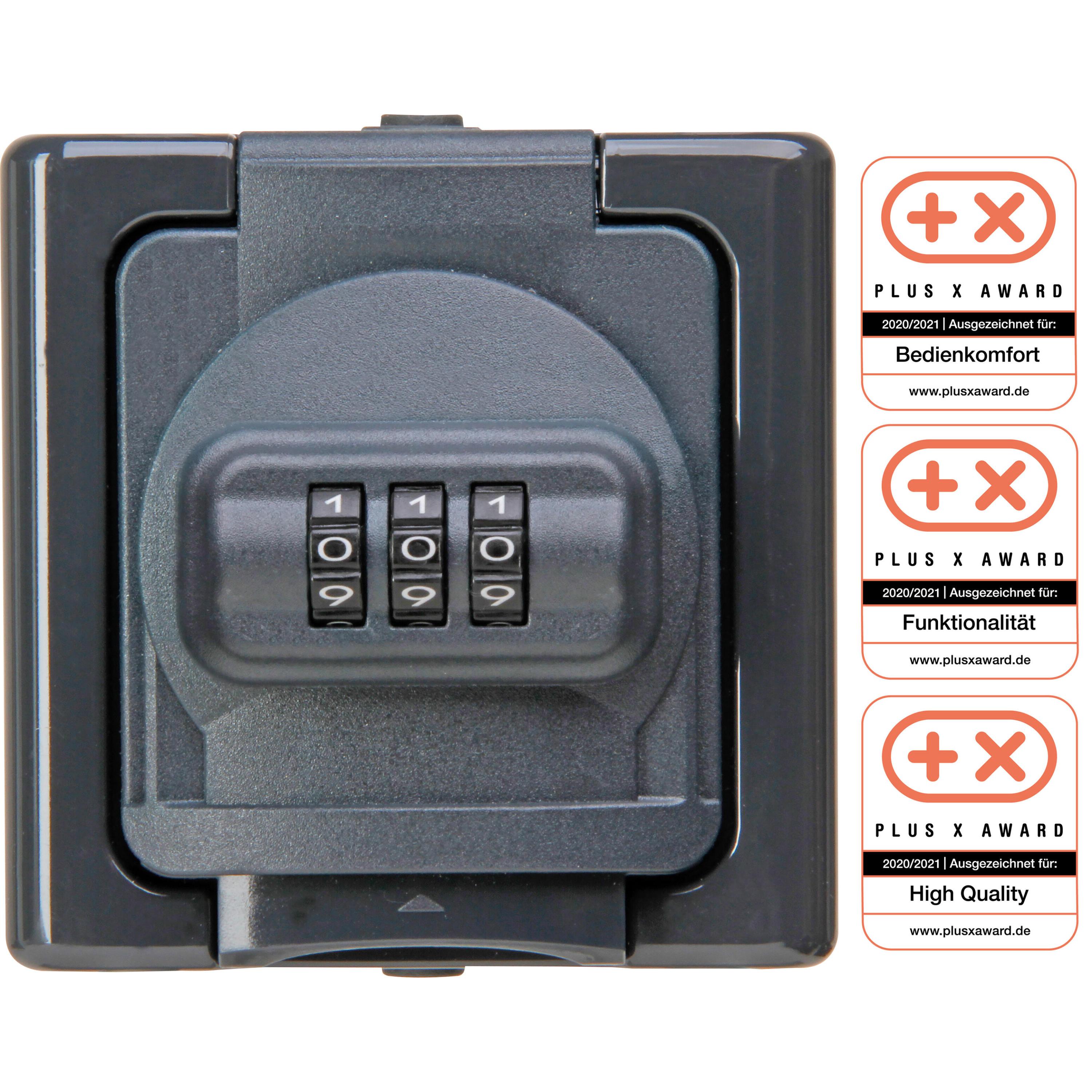 BLUE ELECTRIC - earthed socket outlet with combination lock, colour: anthracite