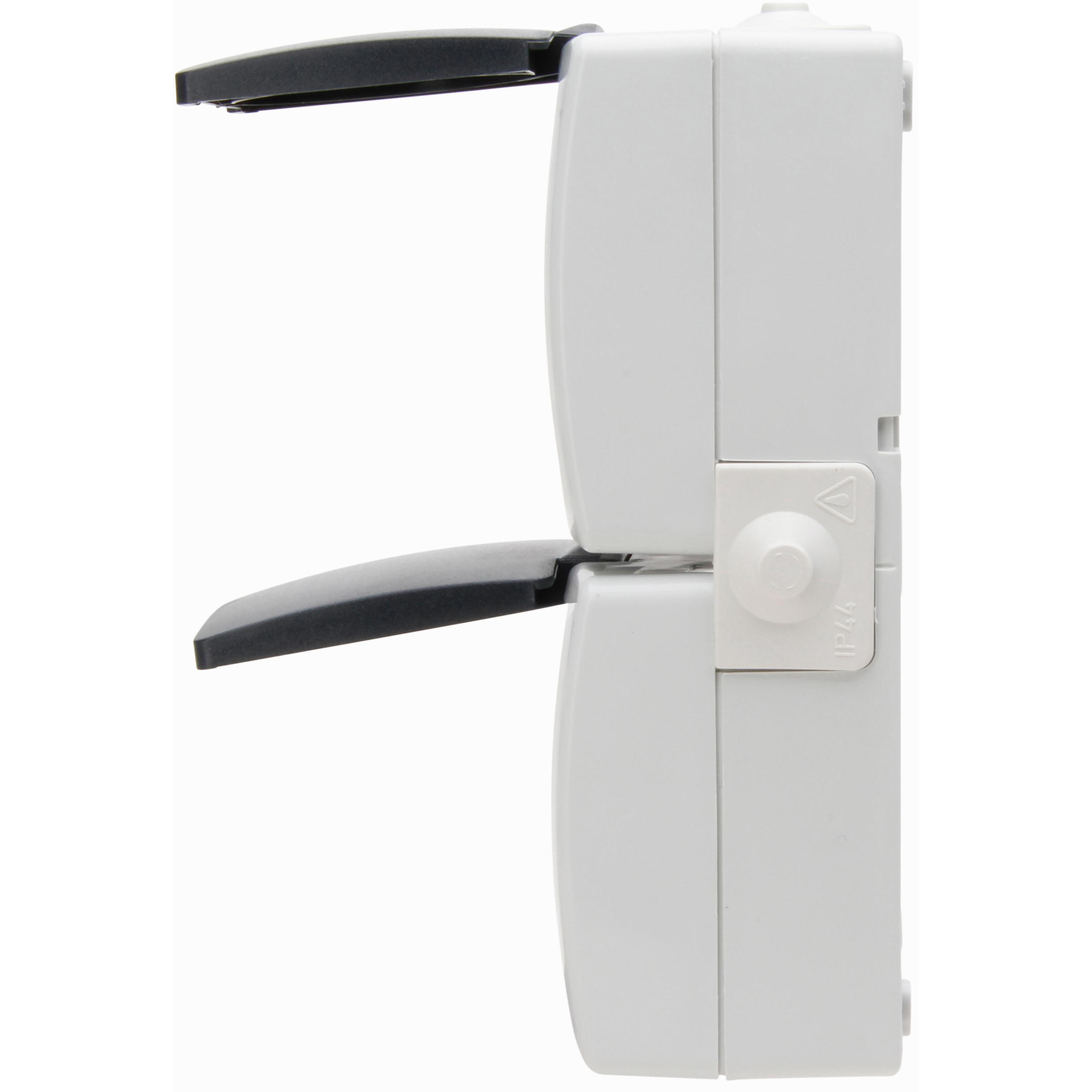 NAUTIC - double earthed socket outlet with hinged lid, with shutter, colour: grey - Image 6