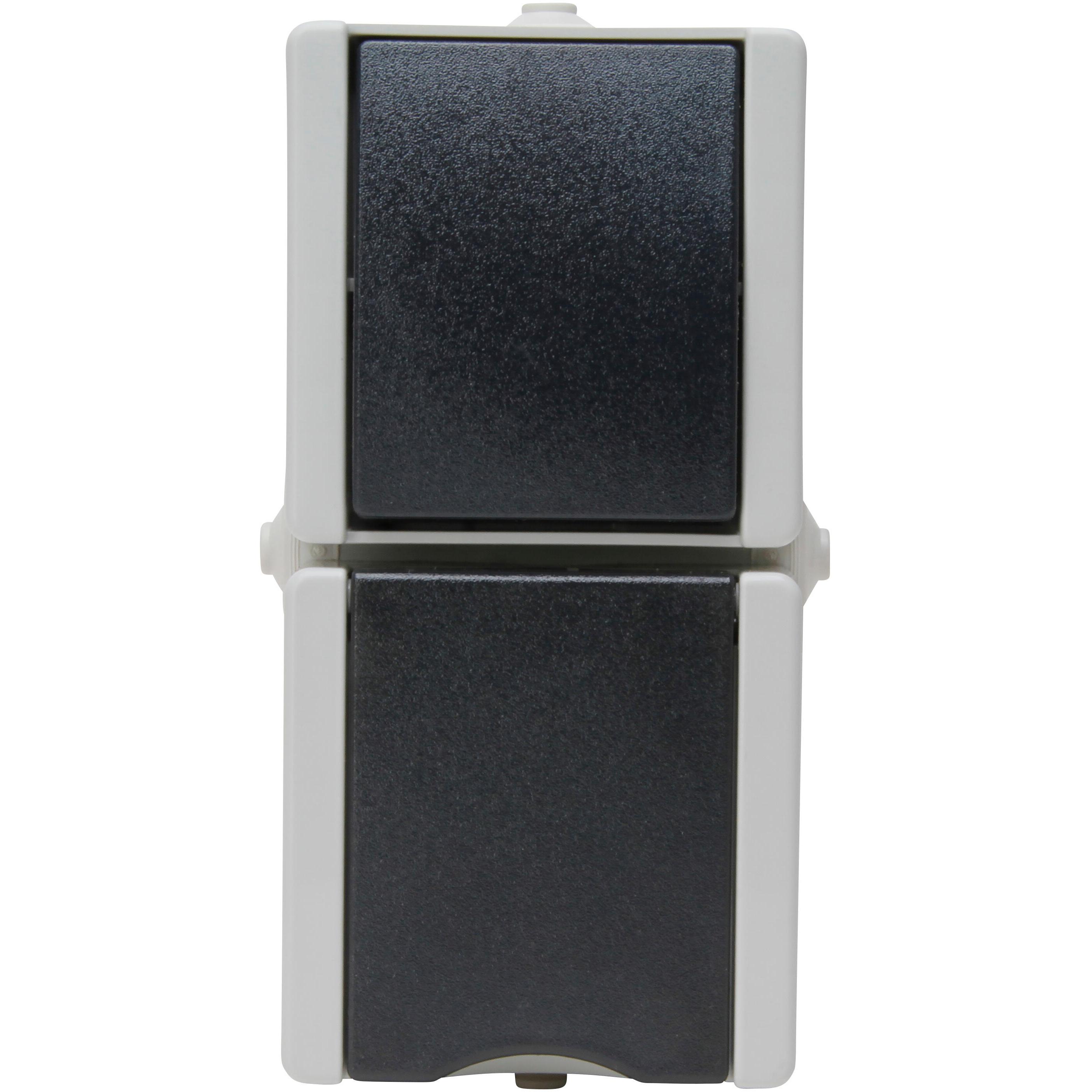 proAQA - Surface-mounted changeover switch with center protective contact socket combination, vertical, color: gey - Image 2
