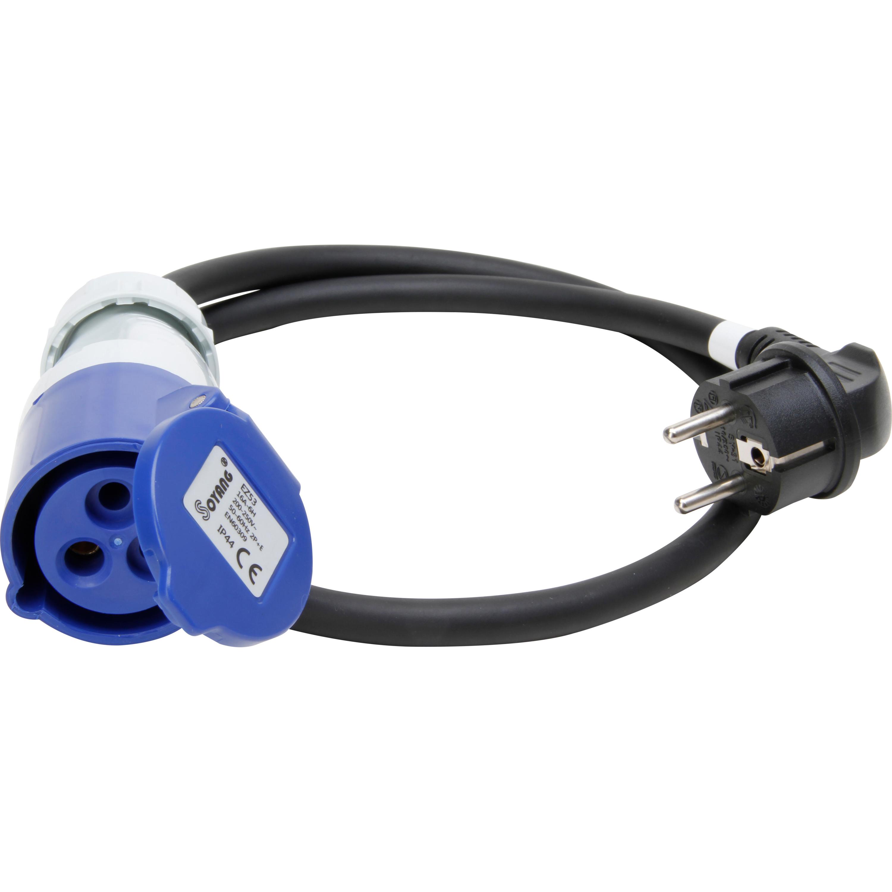 CEE to protective contact lead 3x16A, colour: blue