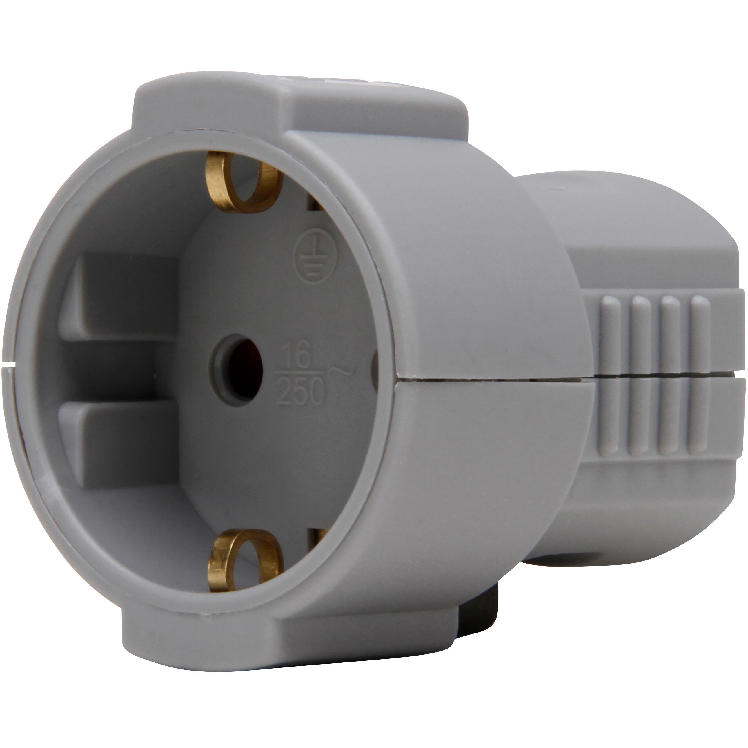 Plastic protective contact shell coupling, break-proof, for cable cross-section up to cable cross-section up to 3x1.5mm², colour: grey