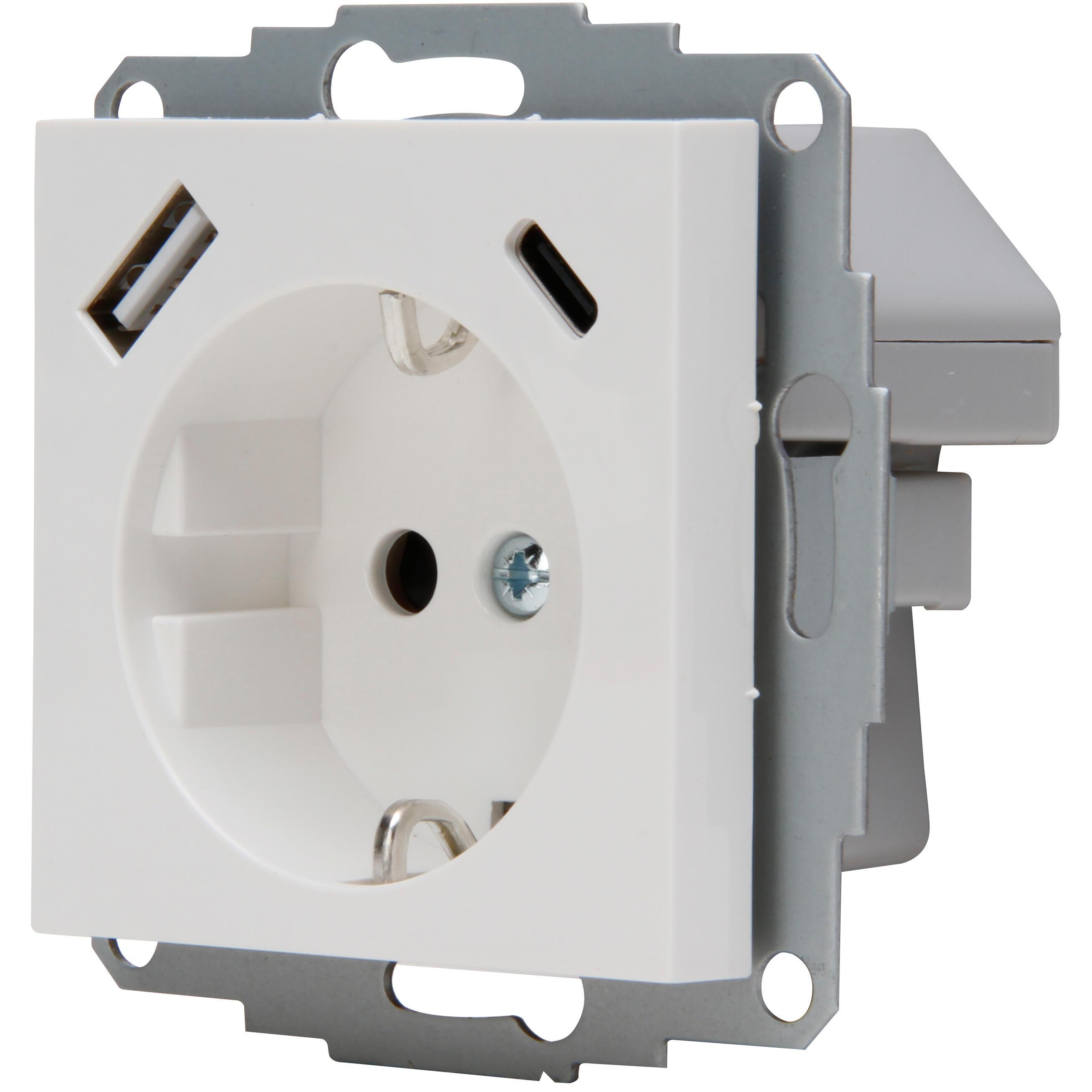 ATHENIS - flush-mounted socket outlet with earthing contact, USB A/C charging socket, colour: pure white - Image 8