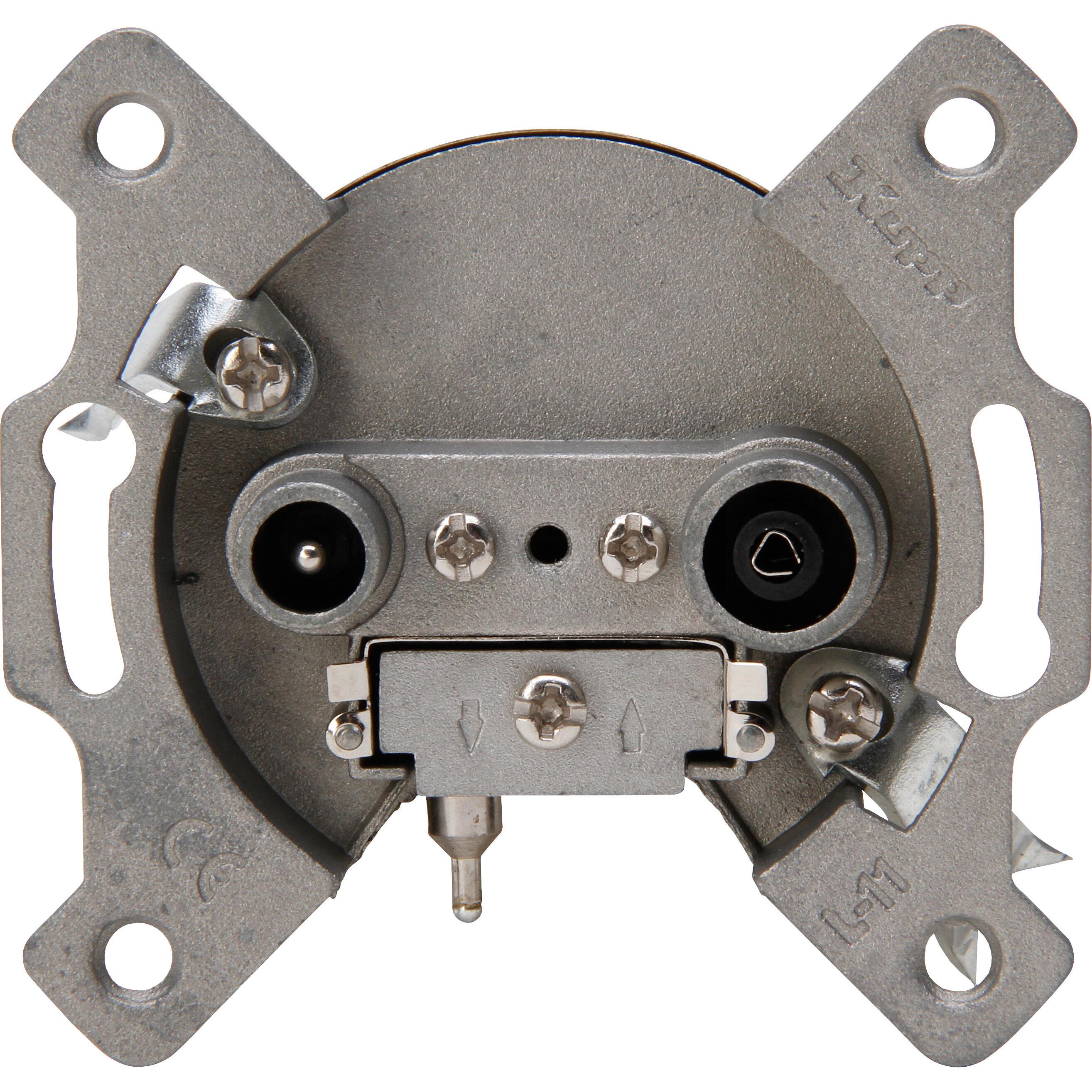 Flush mounted, coaxial TV/RF socket, 2-fold