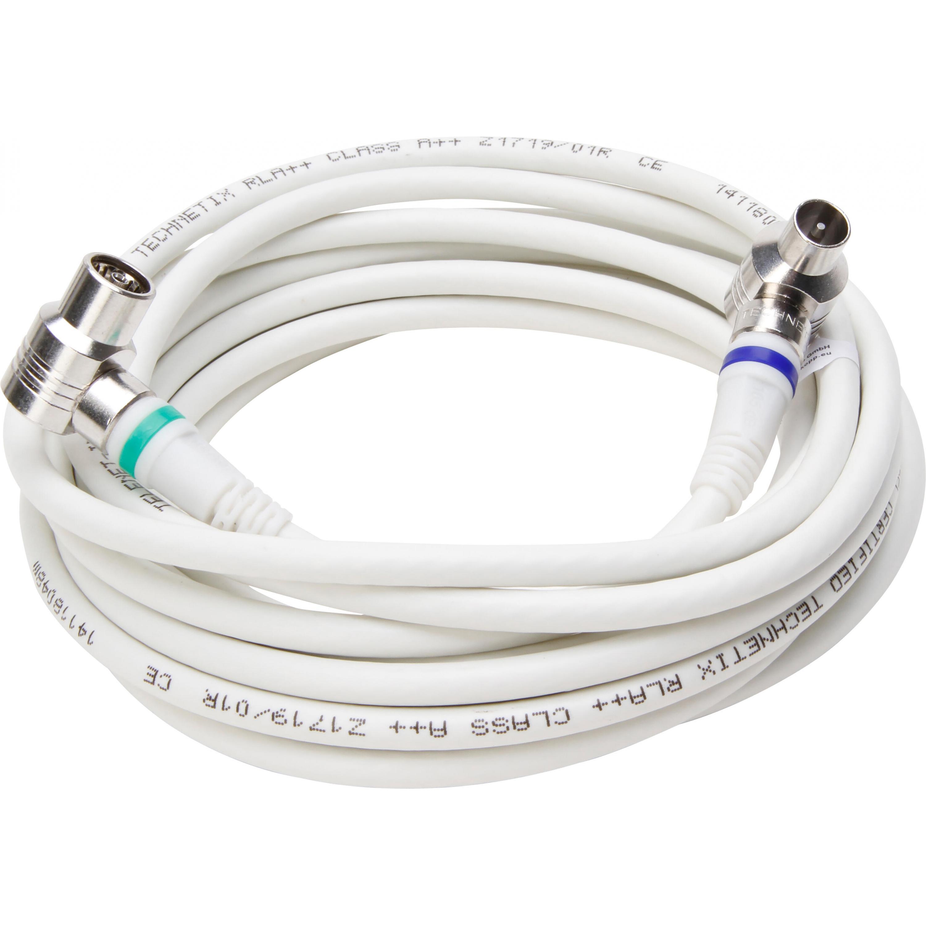 Coaxial connection cable, with straight coax connector and coax angle coupling, 4G capable, 4f