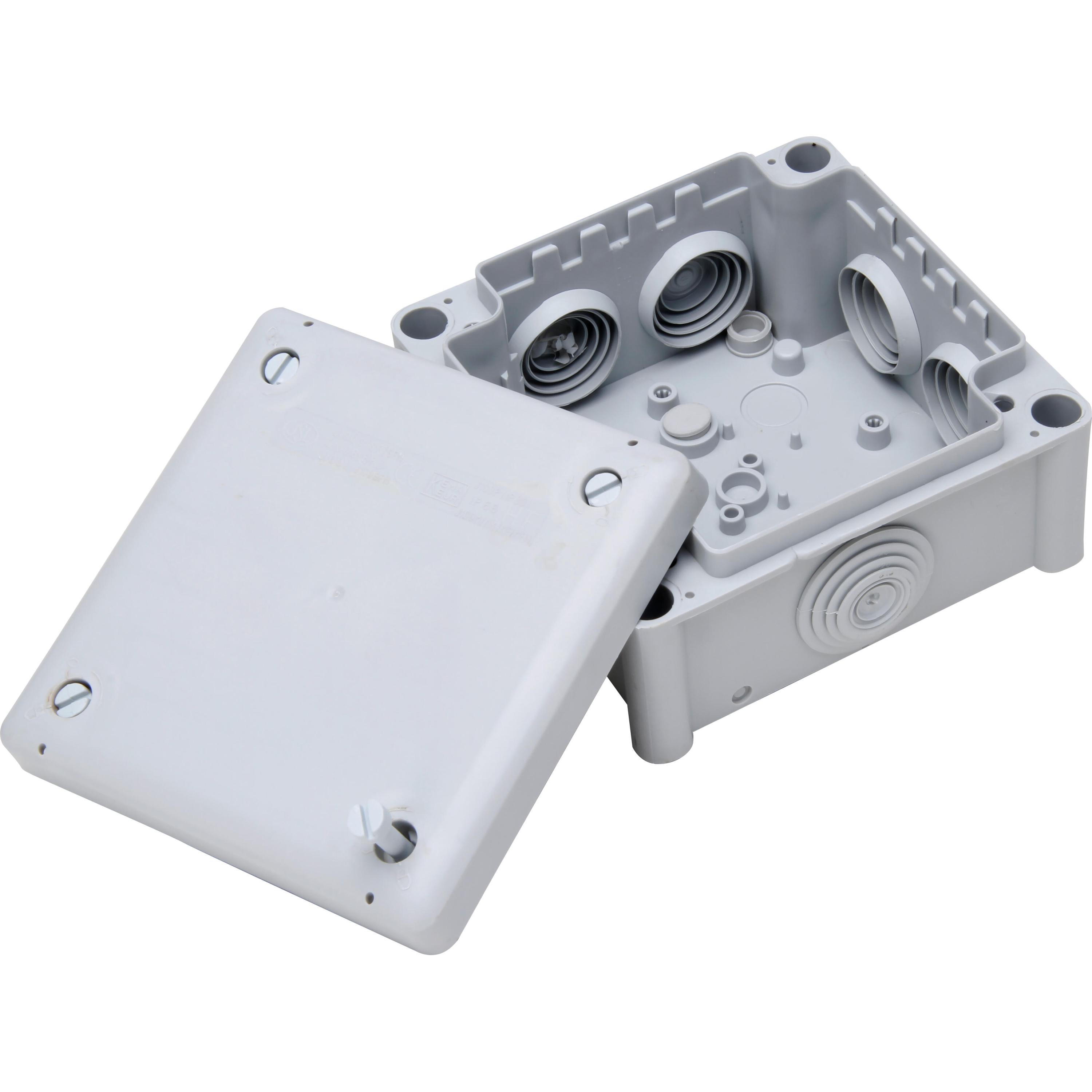 Junction box, surface mounted, for humid areas, 102x102x55mm, IP66, colour: grey