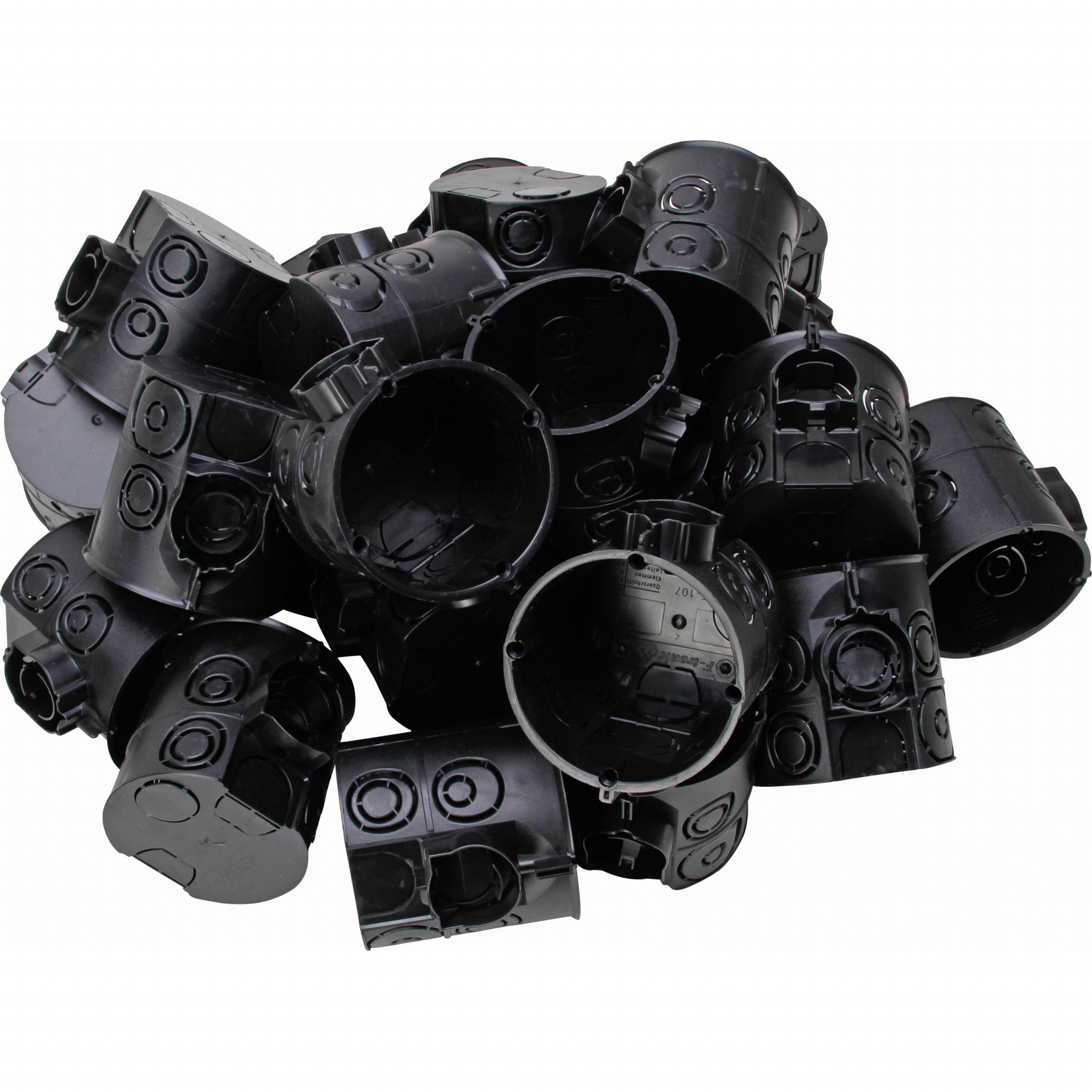 Switch box, flush-mounted, diameter: 60mm, depth: 65mm, profi-pack: 25 pcs., IP20, colour: black