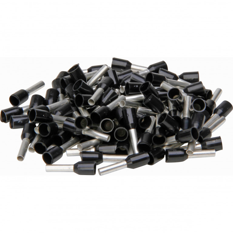 Wire-end ferrules with plastic collars, 1,5mm², black, 8mm, contents ...