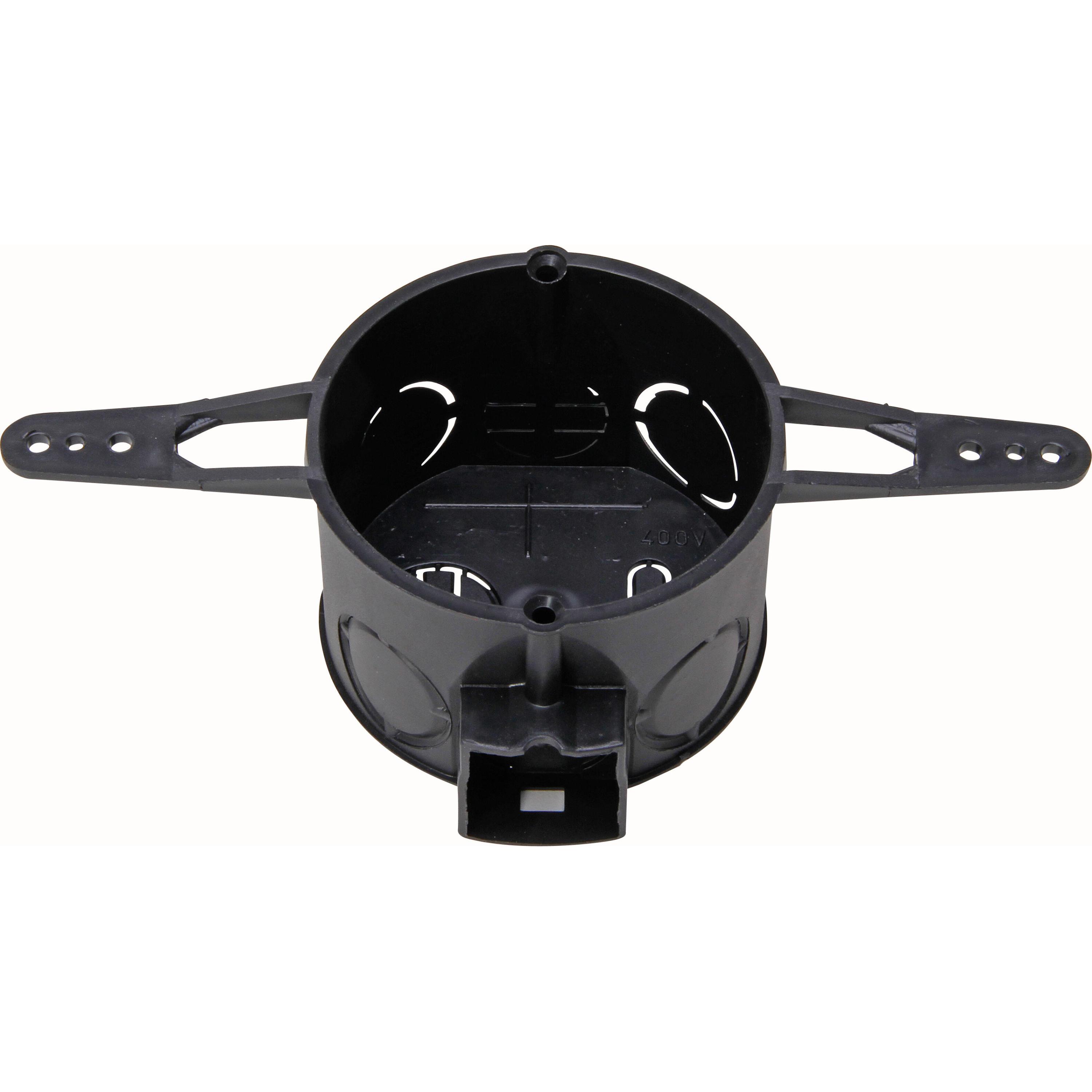 Switch box with nail lugs, flush-mounted, diameter: 60mm, depth: 41mm, black, IP20
