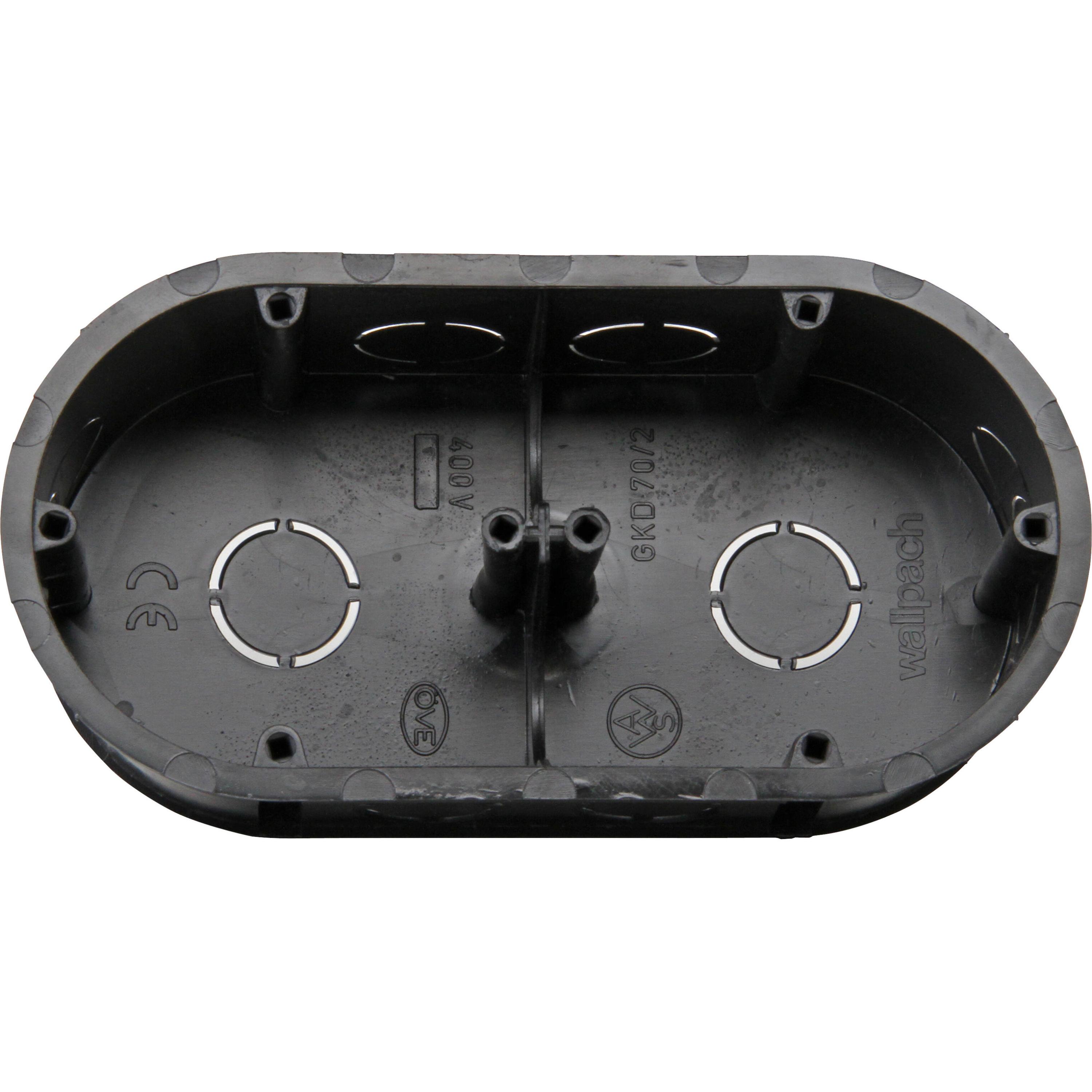 Switch box 2-way, flush mounted, 143x70x41mm, black, IP20