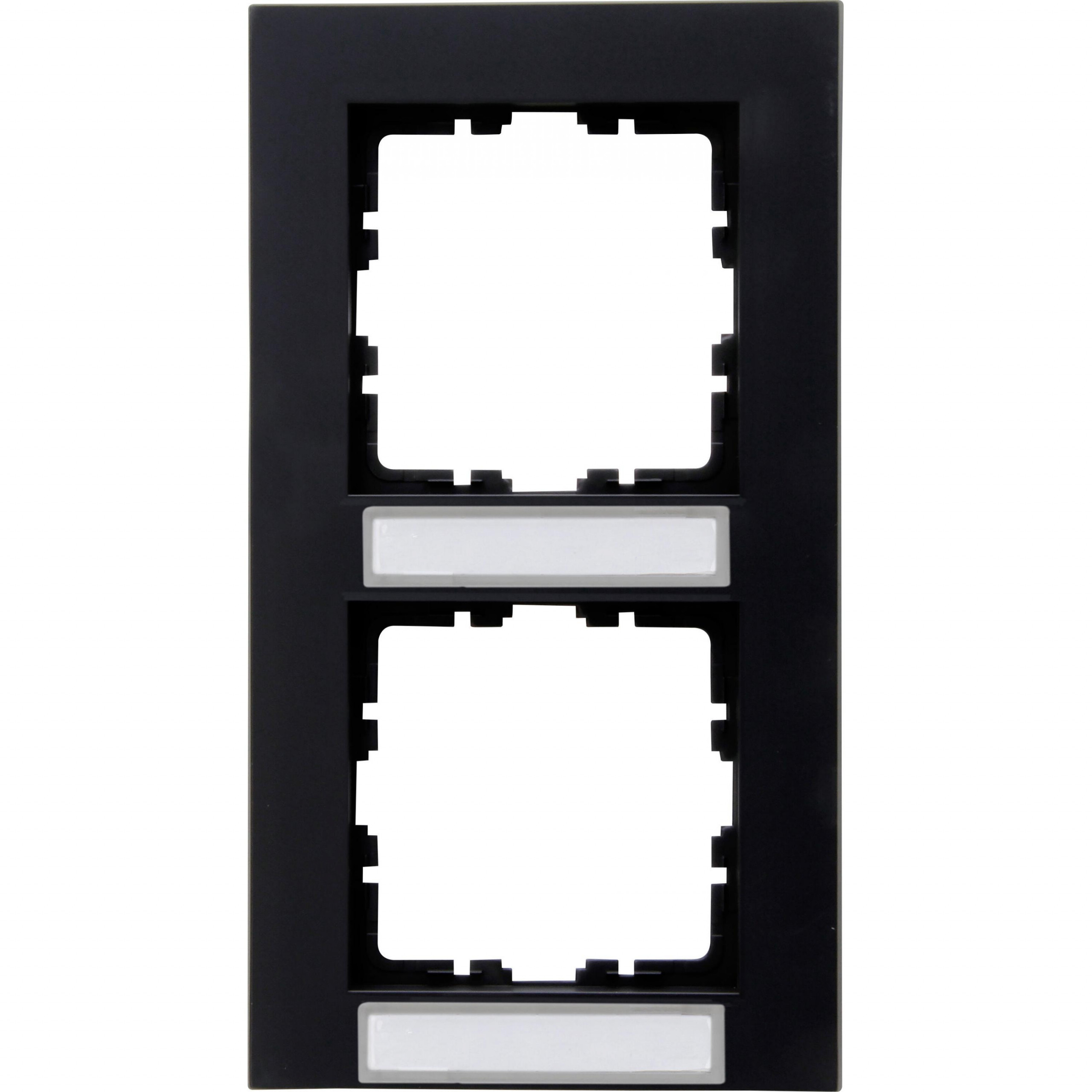HK07 PURE - cover frame for vertical installation, 2-fold, with Labeling, colour: black matt