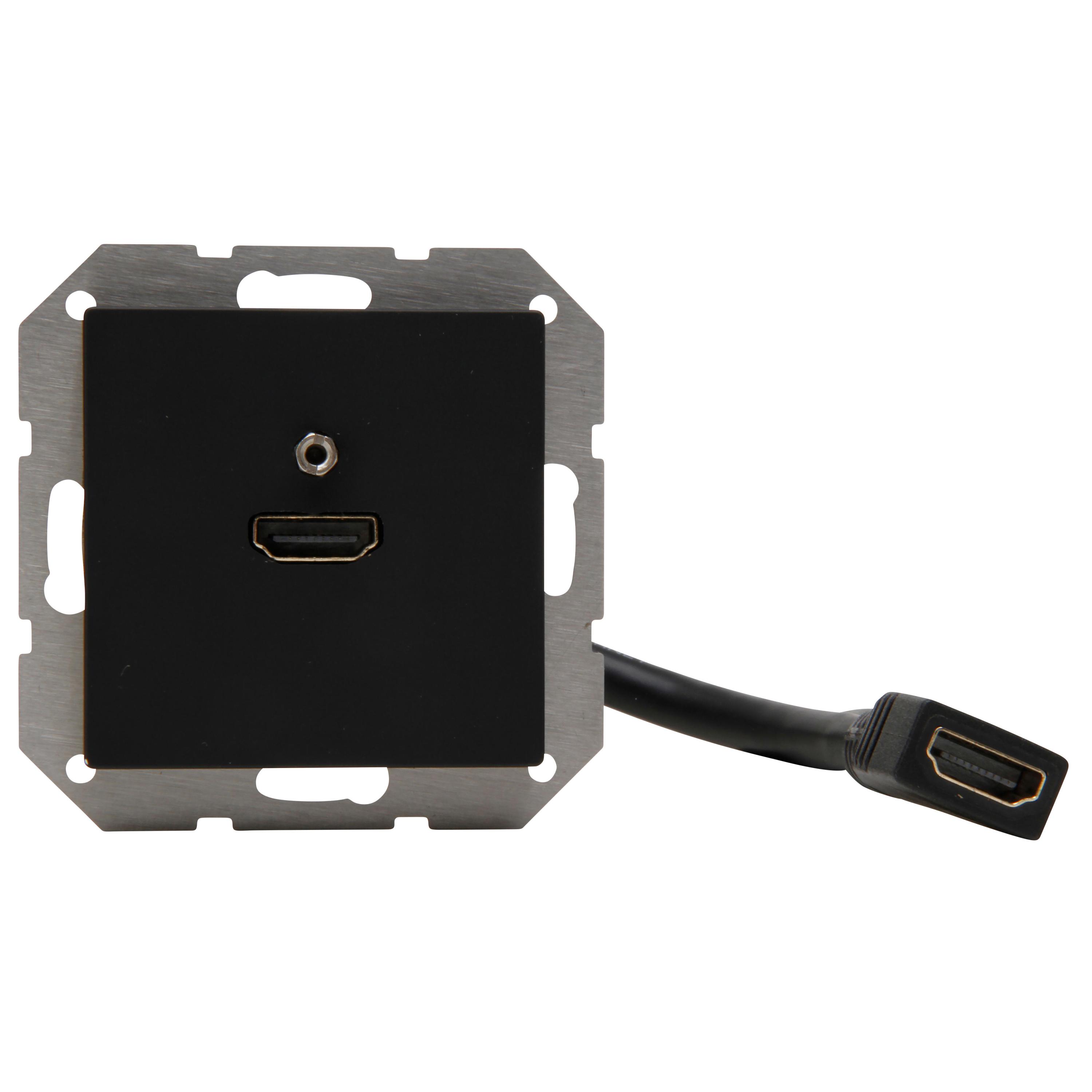 HDMI connection box with 0,2m cable whip, colour: black matt