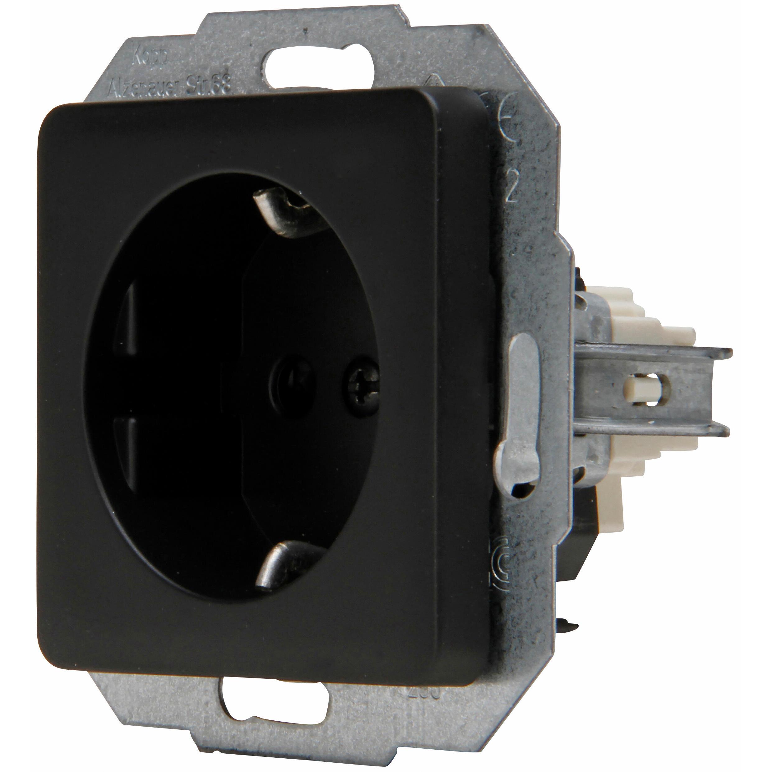 MILANO - earthed socket outlet with shutter, colour: black matt - Image 8