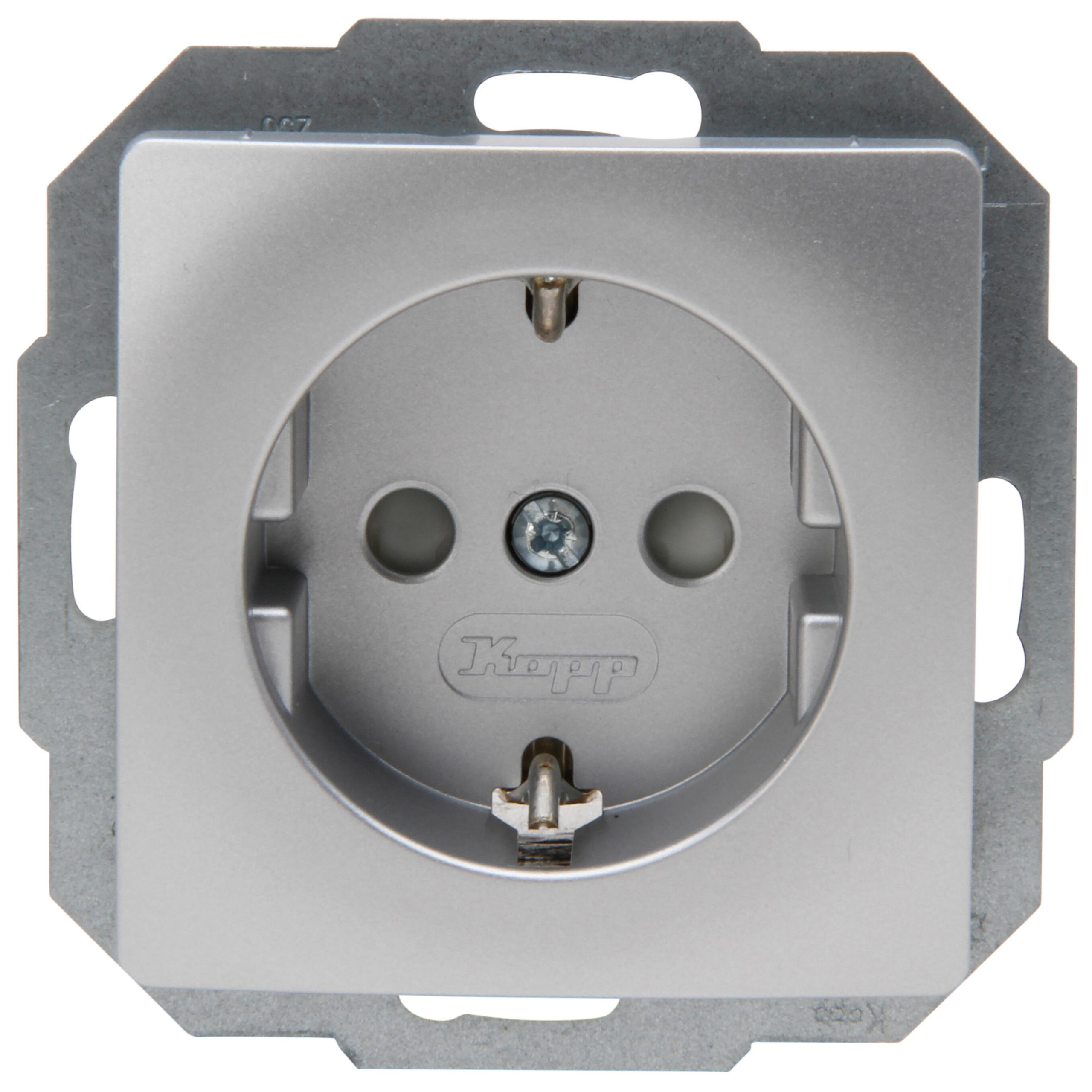 PARIS - earthed socket outlet with shutter, colour: silver