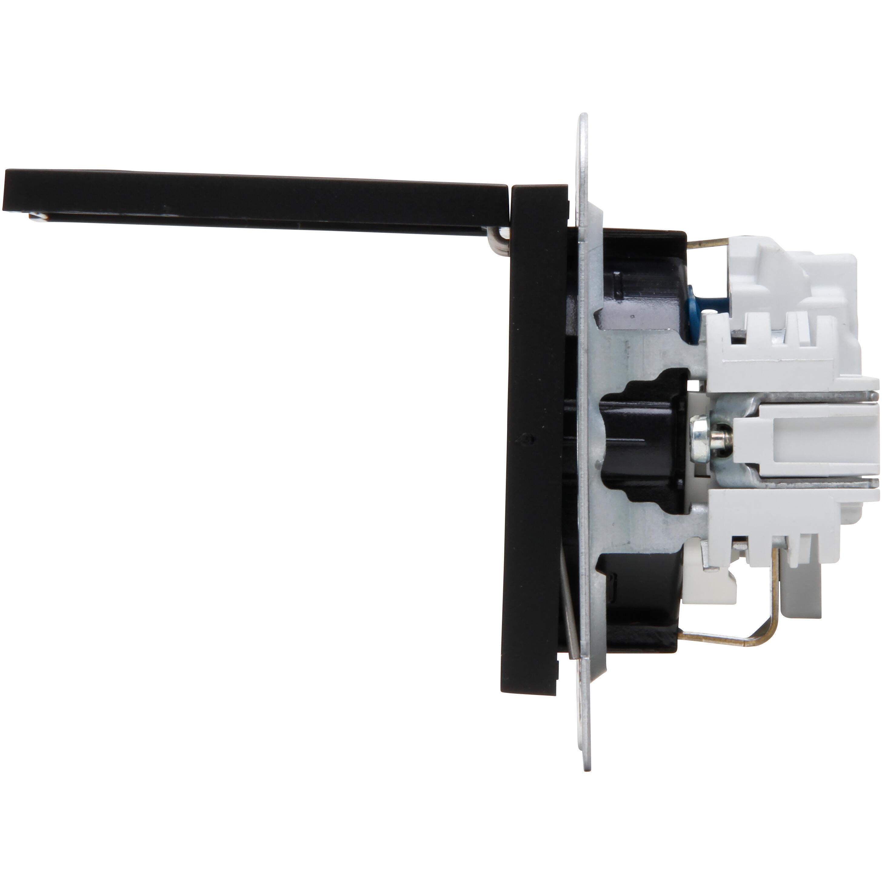 HK07 - earthed socket outlet, hinged lid, shutter, colour: black matt - Image 7