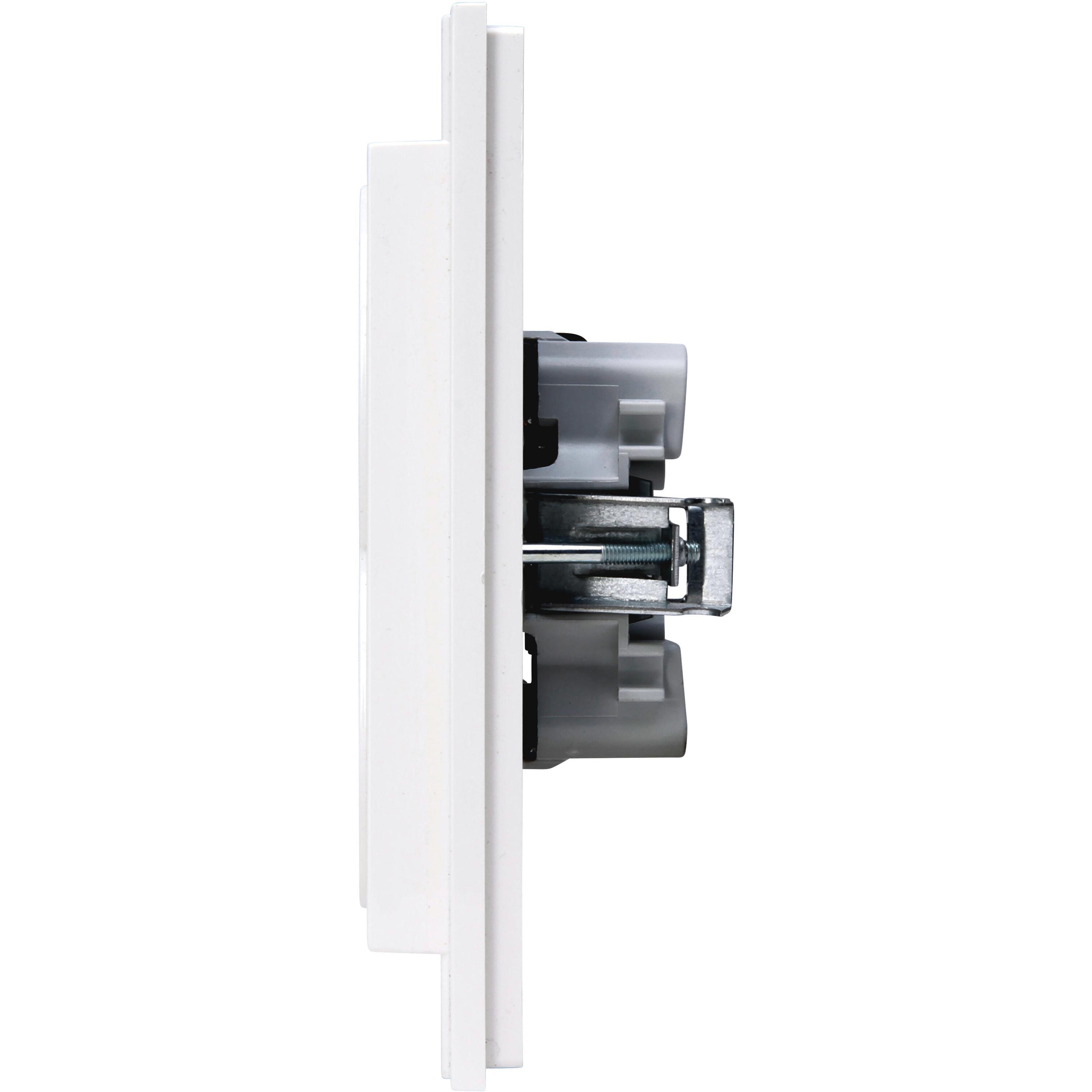 Double socket outlet without earth, with shutter, for the installation in a switch box Ø 60mm, colour: arctic white - Image 6