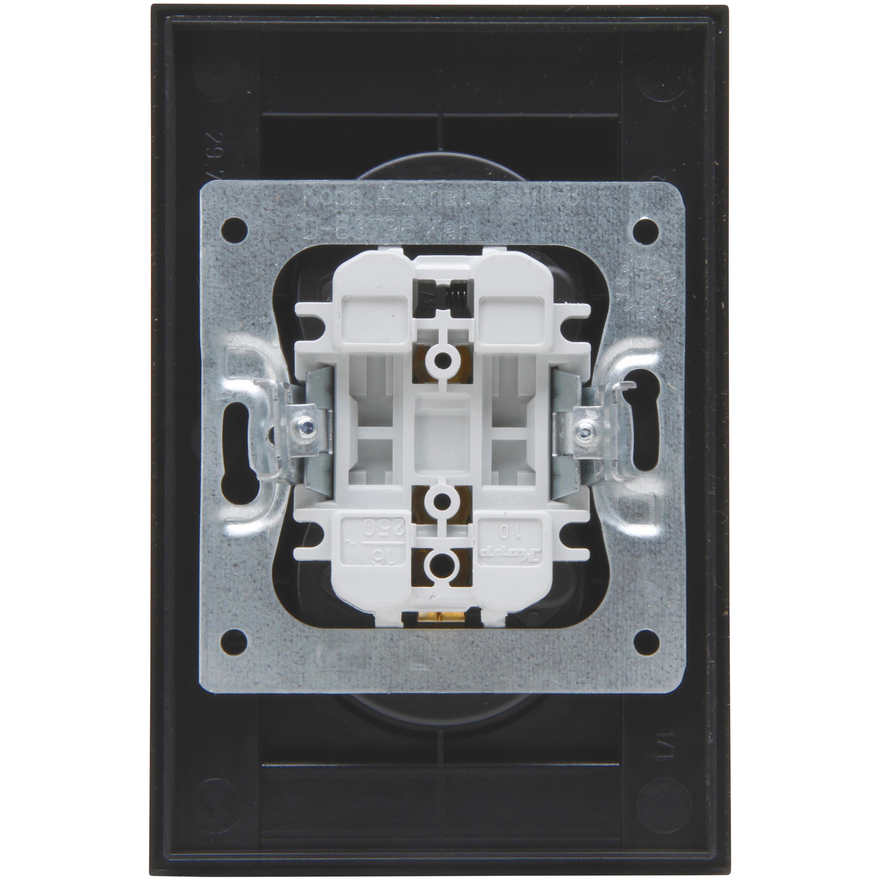 Double socket outlet without earth, with shutter, for the installation in a switch box Ø 60mm, colour: anthracite - Image 3