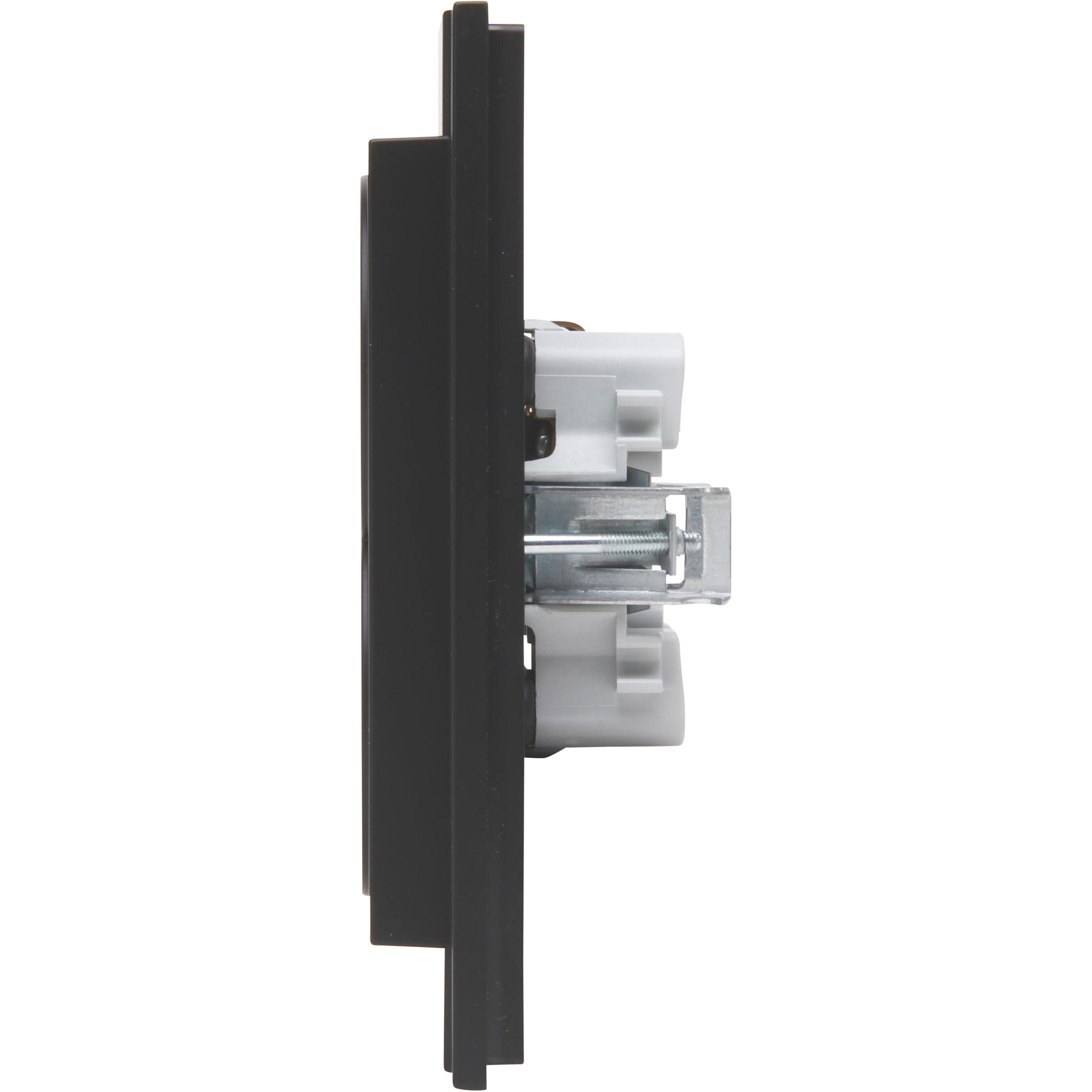 Double socket outlet without earth, with shutter, for the installation in a switch box Ø 60mm, colour: anthracite - Image 6