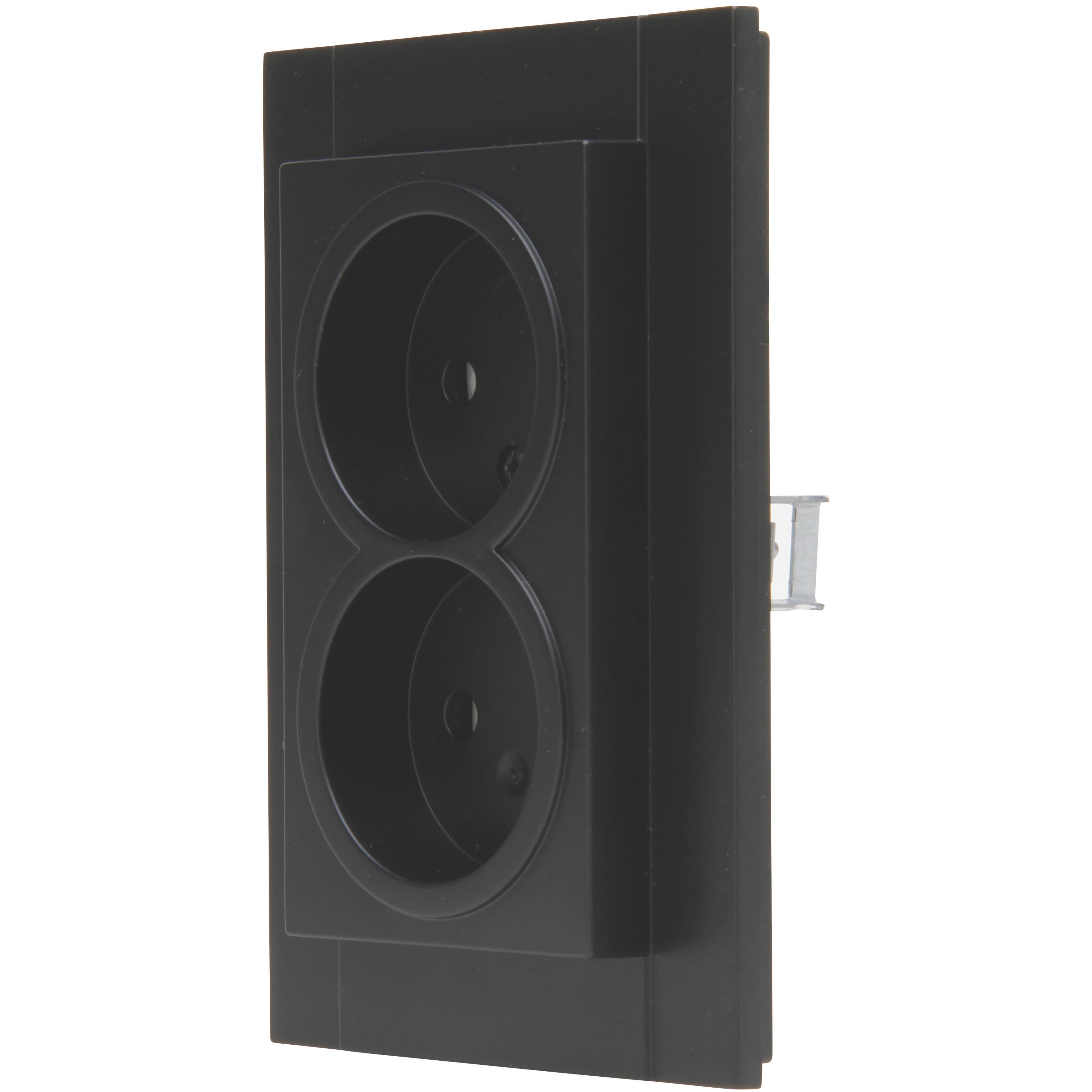 Double socket outlet without earth, with shutter, for the installation in a switch box Ø 60mm, colour: anthracite - Image 8