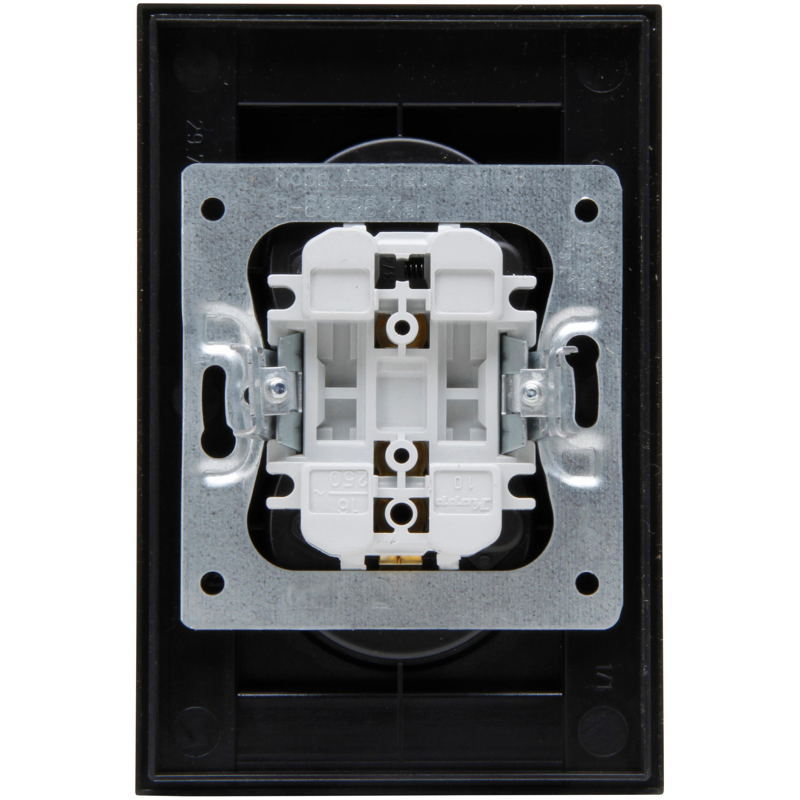 Double socket outlet without earth, with shutter, for the installation in a switch box Ø 60mm, colour: black matt - Image 3
