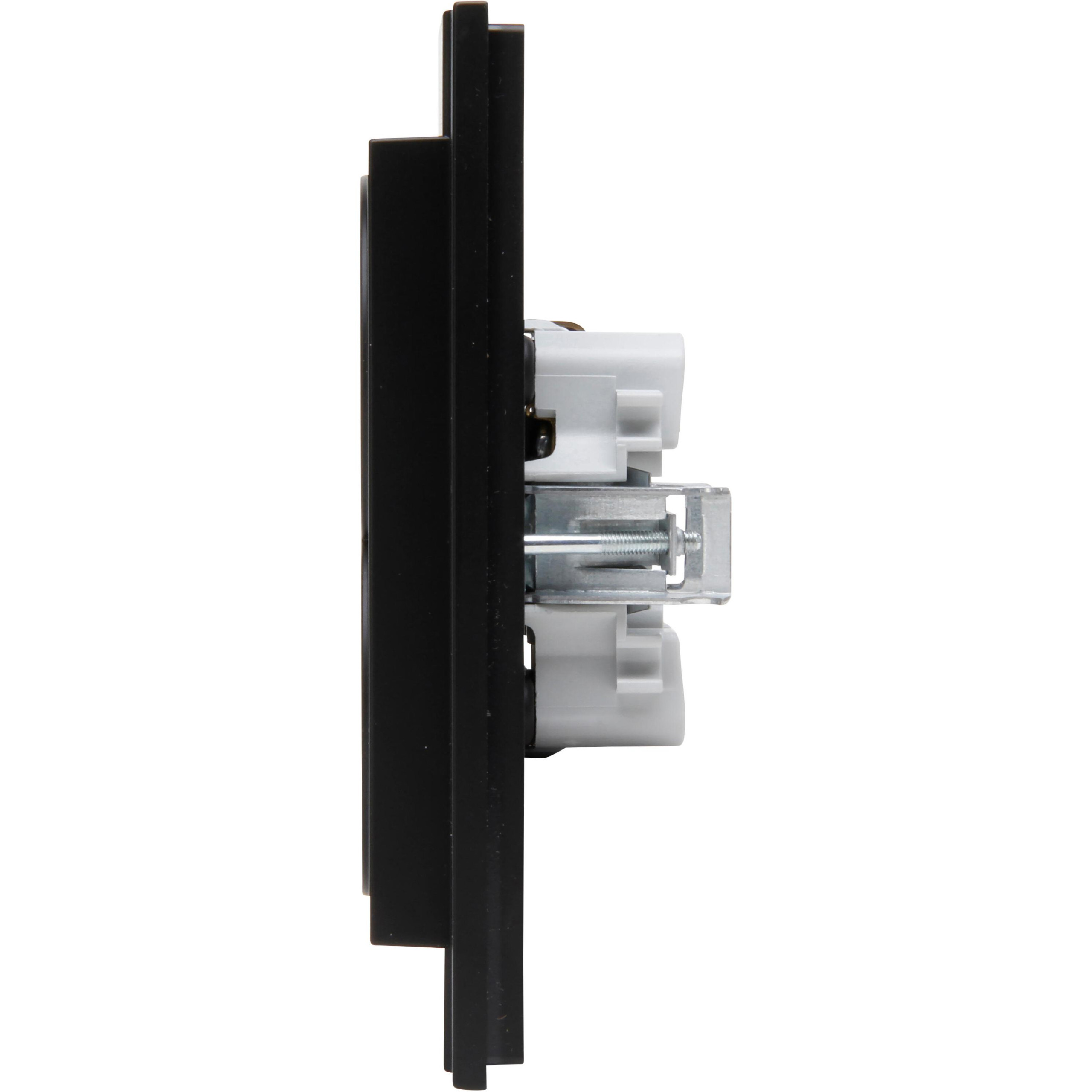 Double socket outlet without earth, with shutter, for the installation in a switch box Ø 60mm, colour: black matt - Image 6