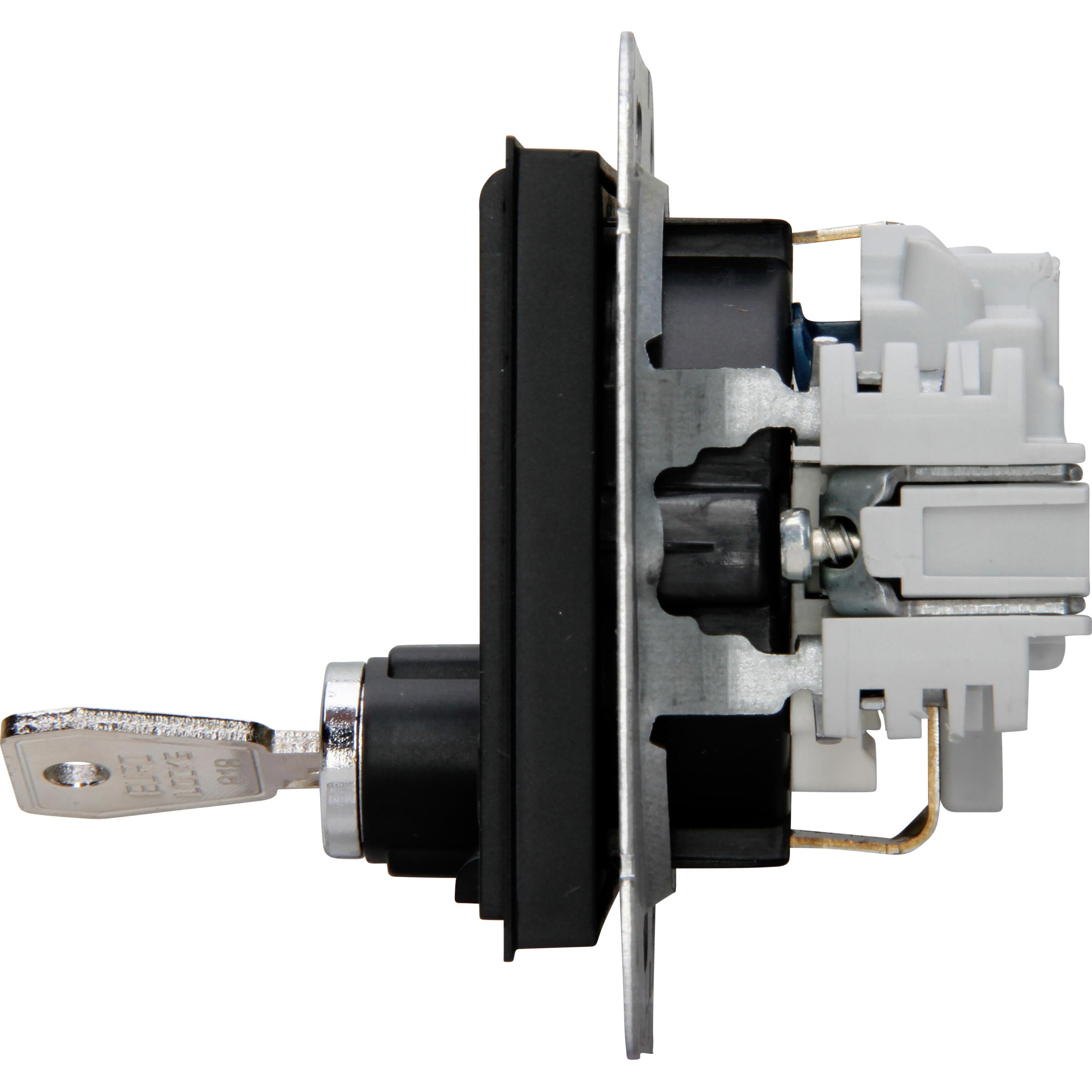 HK07 - earthed socket outlet with hinged lid and shutter, 1-fold, lockable, colour: black matt - Image 3