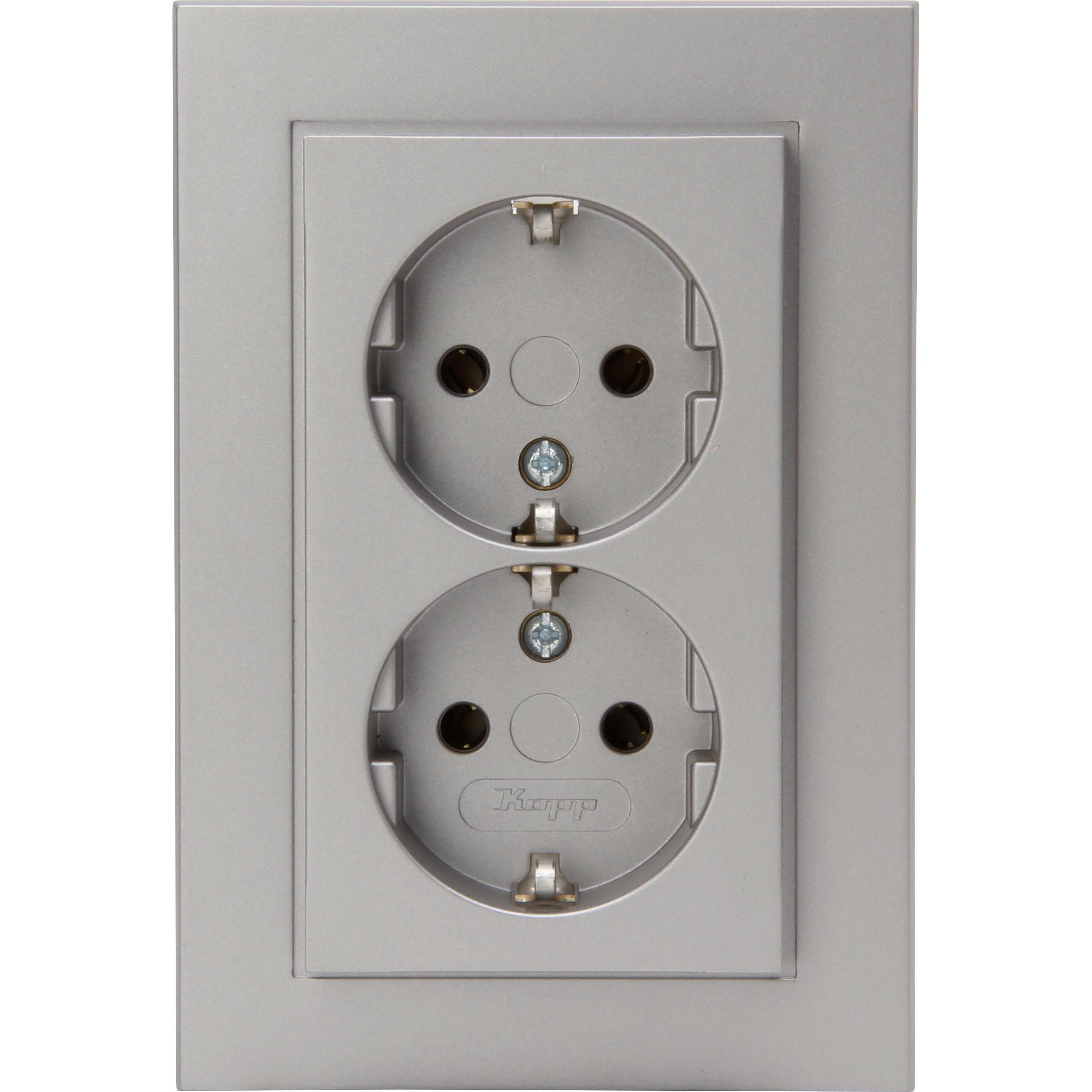 HK07 - double earthed socket outlet, colour: steel - Image 2