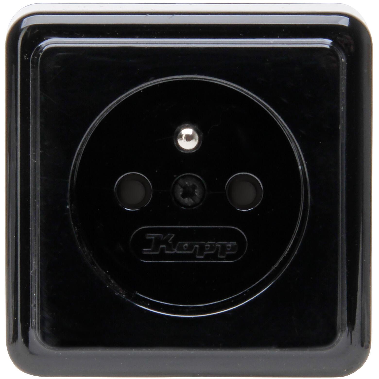 STANDARD - Center protective contact socket, increased touch protection, colour: black
